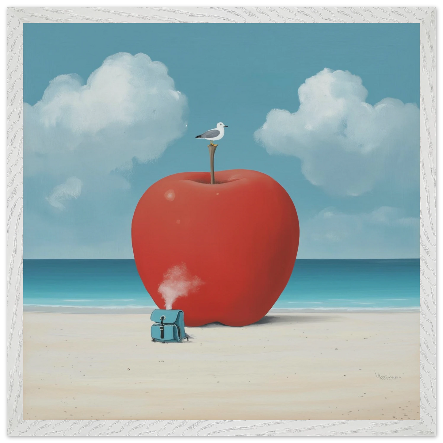 La Pomme et la Mouette — tableau encadré bois — vue 12 — art mural STNCL
