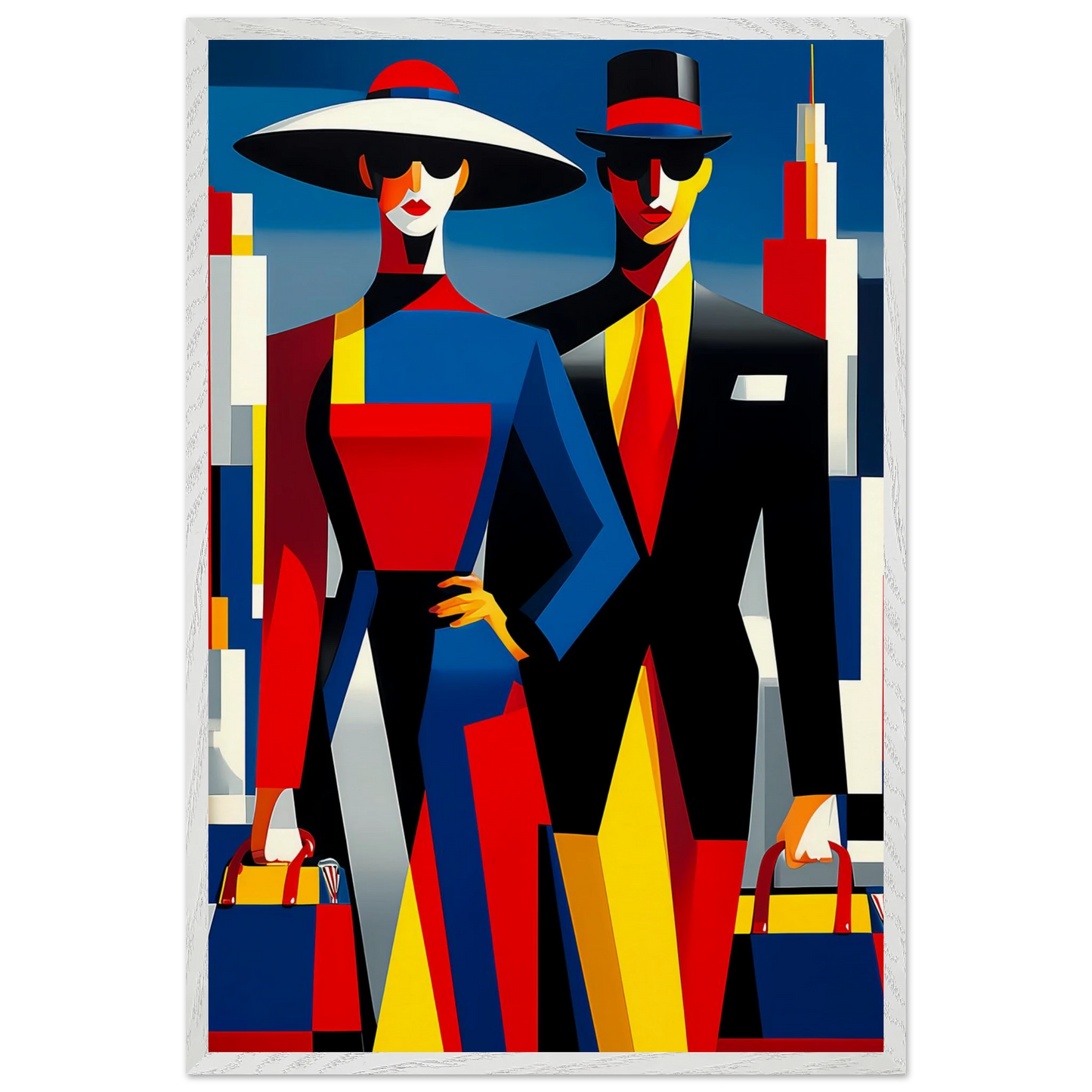 Le Couple en Ville — tableau encadré bois — vue 7 — art mural STNCL