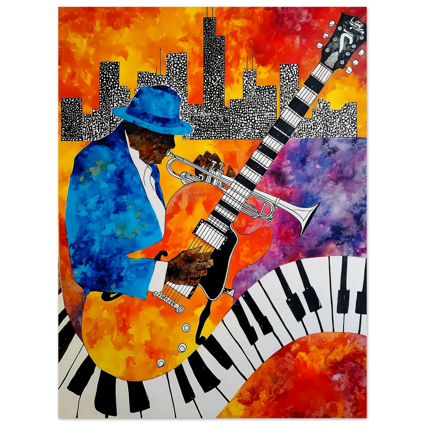 Blues en Ville — affiche d'art — vue 3 — art mural STNCL