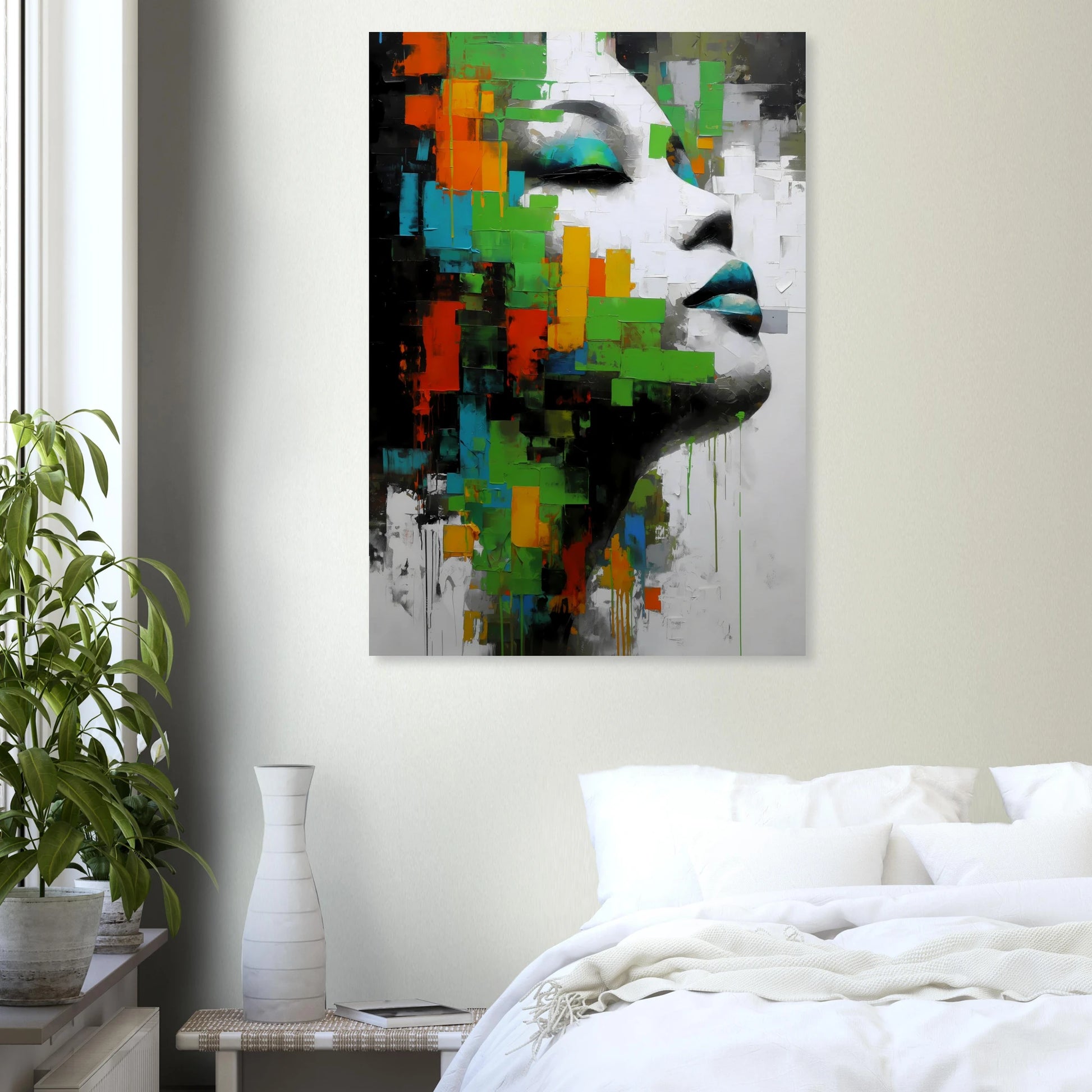 Visage en Éclats Verts — affiche d'art — vue 7 — art mural STNCL