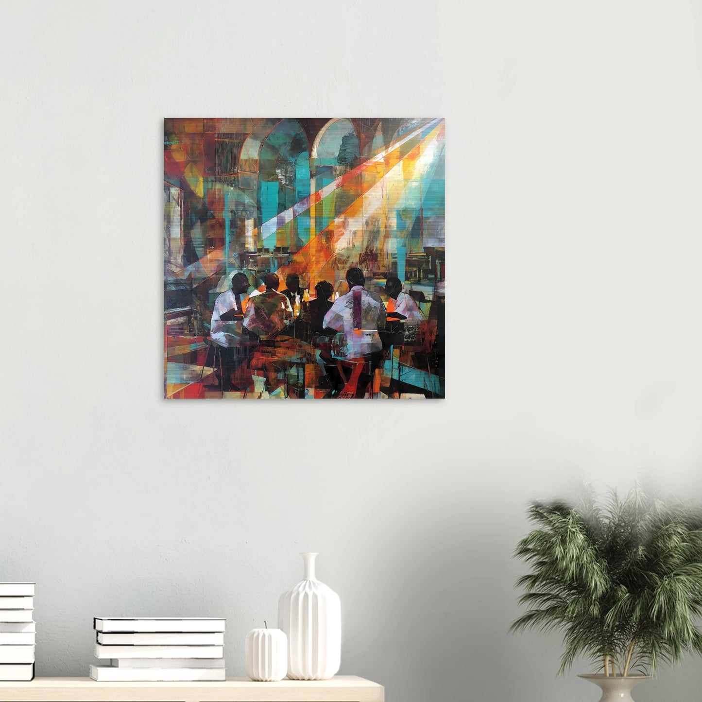 Rencontre au Café — tableau aluminium — vue 5 — art mural STNCL