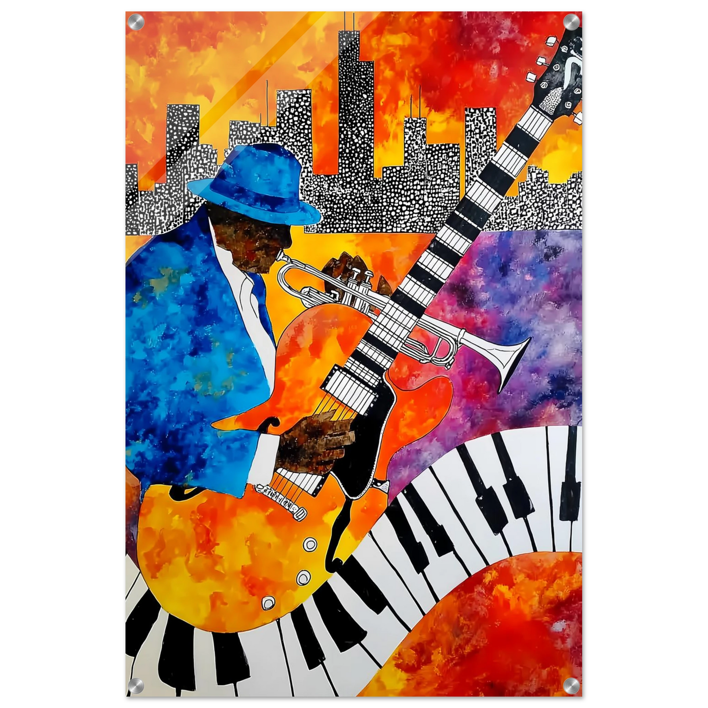Blues en Ville — tableau plexiglas — vue 5 — art mural STNCL