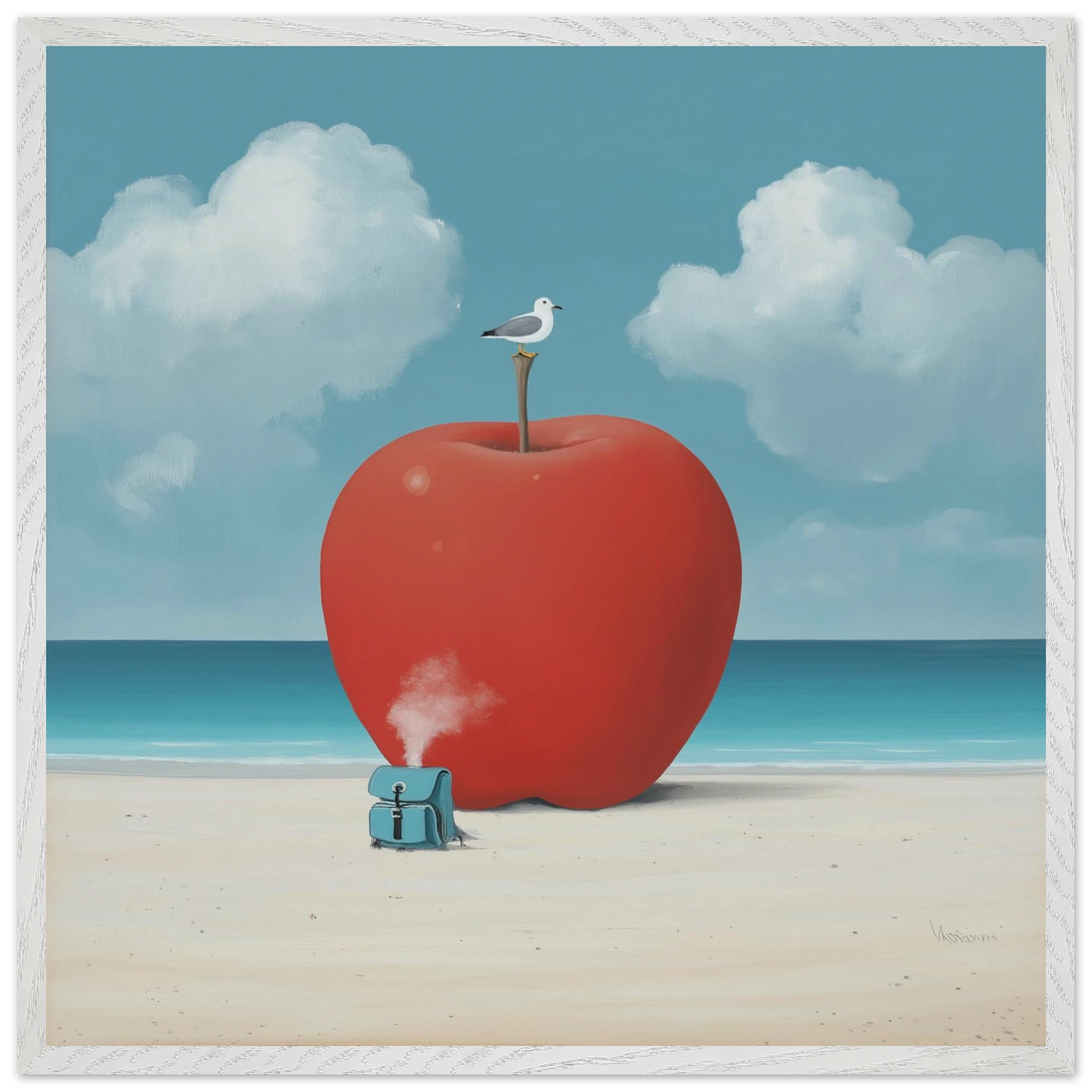 La Pomme et la Mouette — tableau encadré bois — vue 6 — art mural STNCL