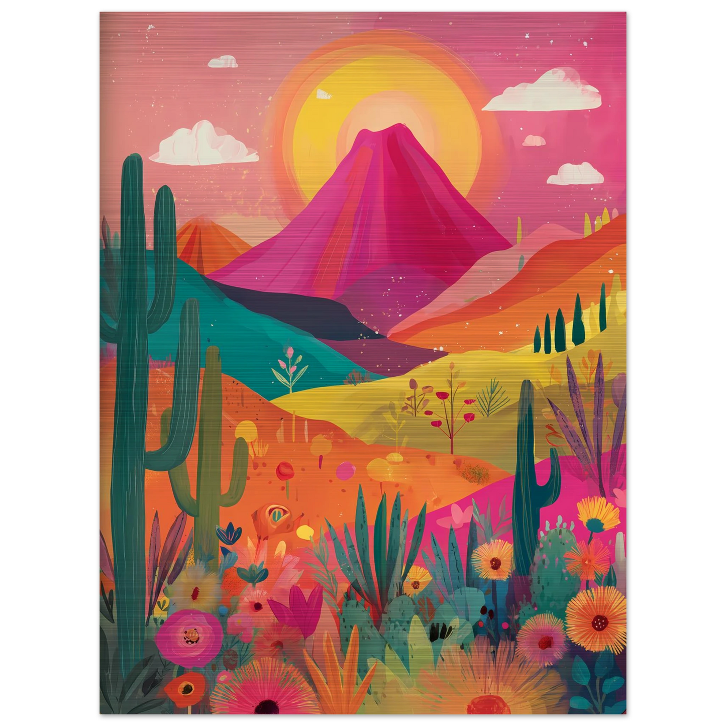 Volcan Fleuri — tableau aluminium — vue 2 — art mural STNCL