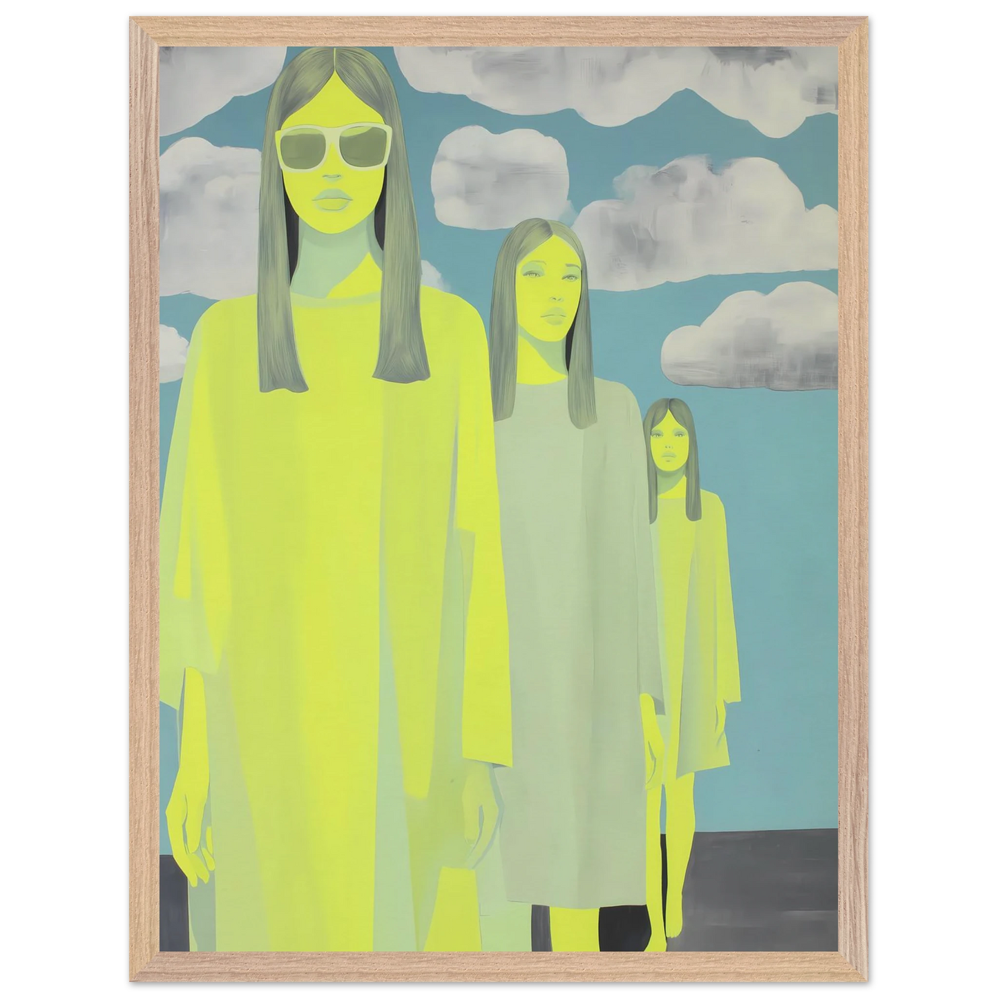 Les Trois Silhouettes — tableau encadré bois — vue 3 — art mural STNCL