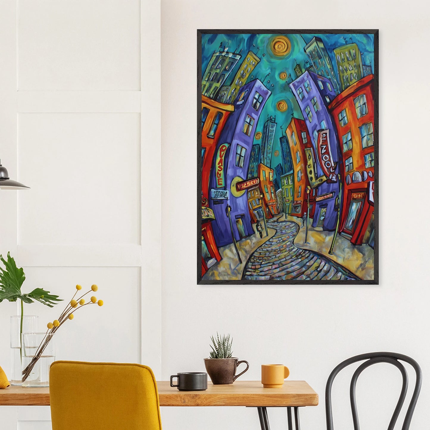 Ville Tourbillon — tableau encadre bois — vue 18 — art mural STNCL