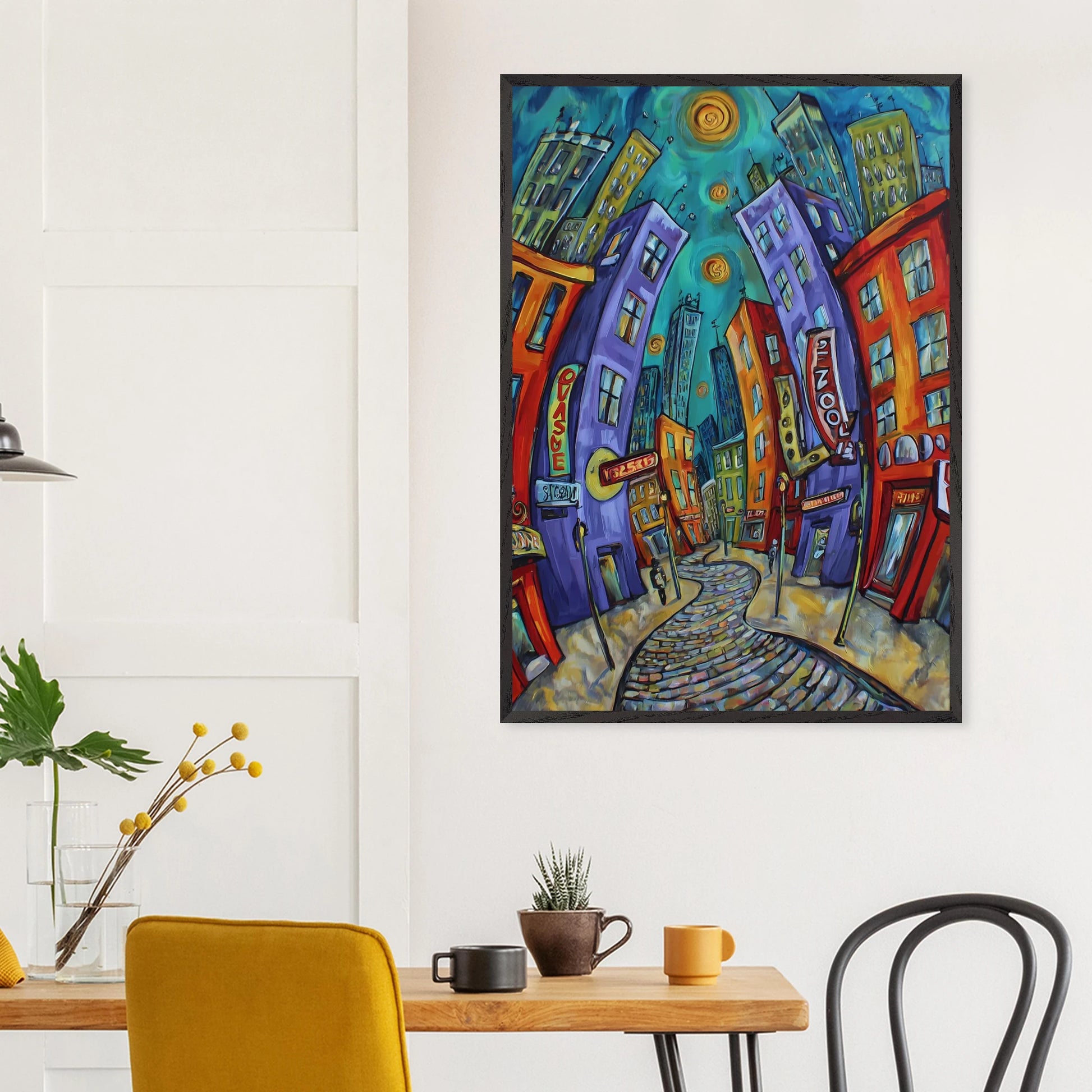 Ville Tourbillon — tableau encadre bois — vue 18 — art mural STNCL