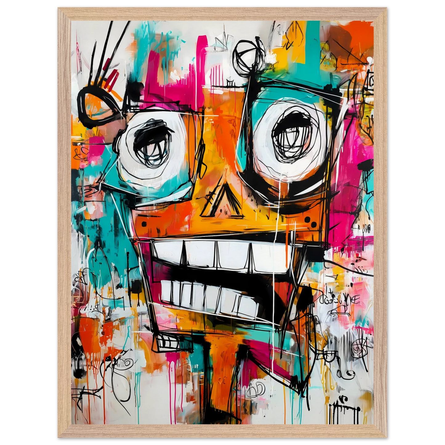 Face à Grands Yeux — tableau encadre bois — vue 3 — art mural STNCL