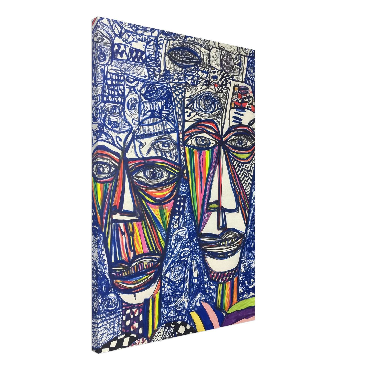 Deux Visages au Feutre — tableau sur toile — vue 2 — art mural STNCL
