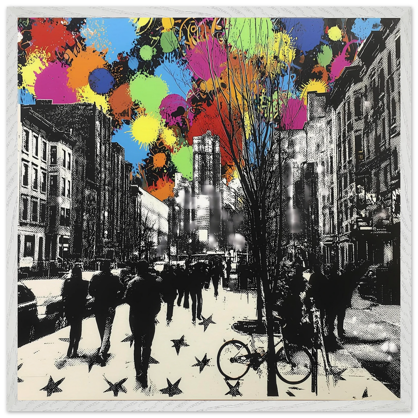 Rue en Éclats — tableau encadre bois — vue 5 — art mural STNCL