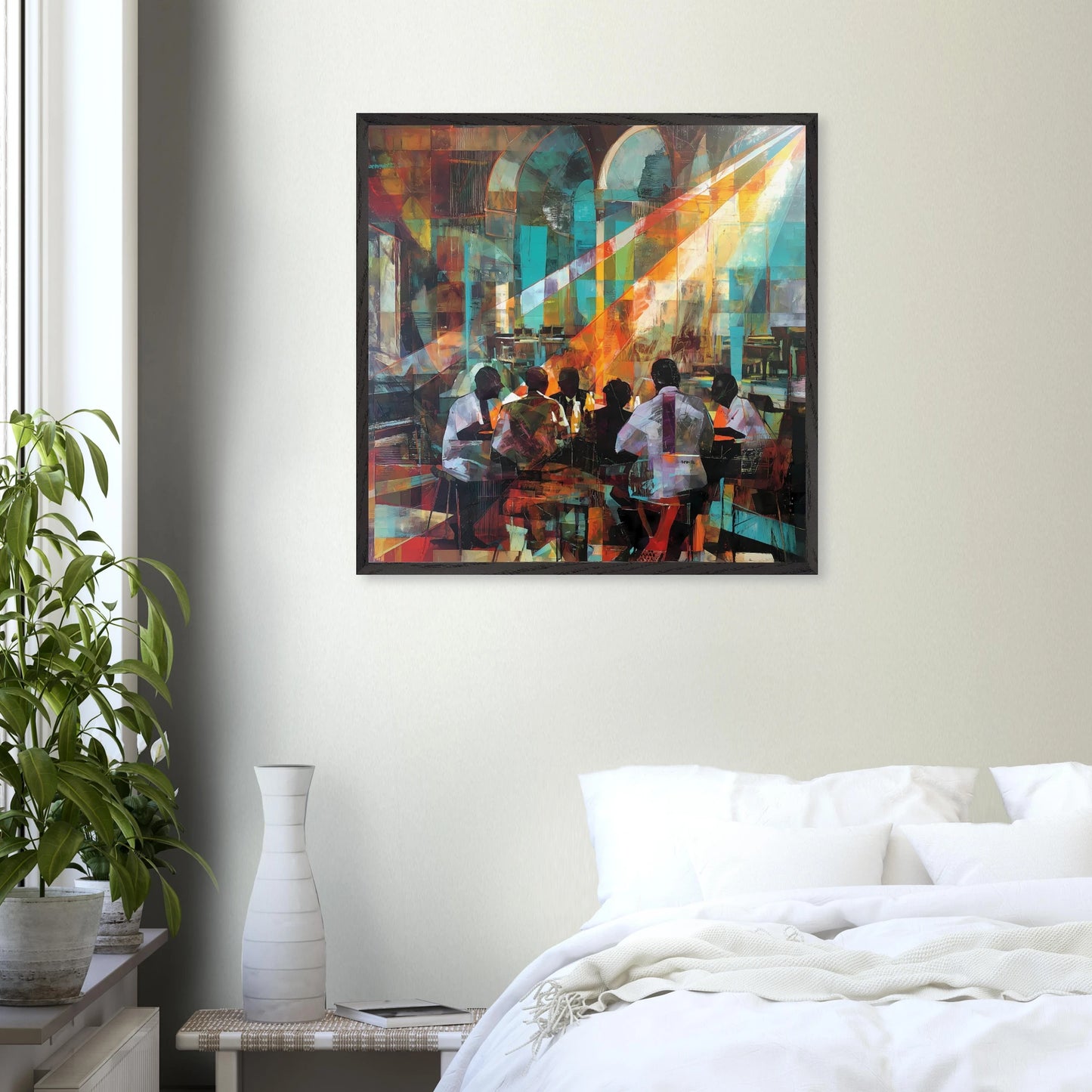 Rencontre au Café — tableau encadre bois — vue 14 — art mural STNCL