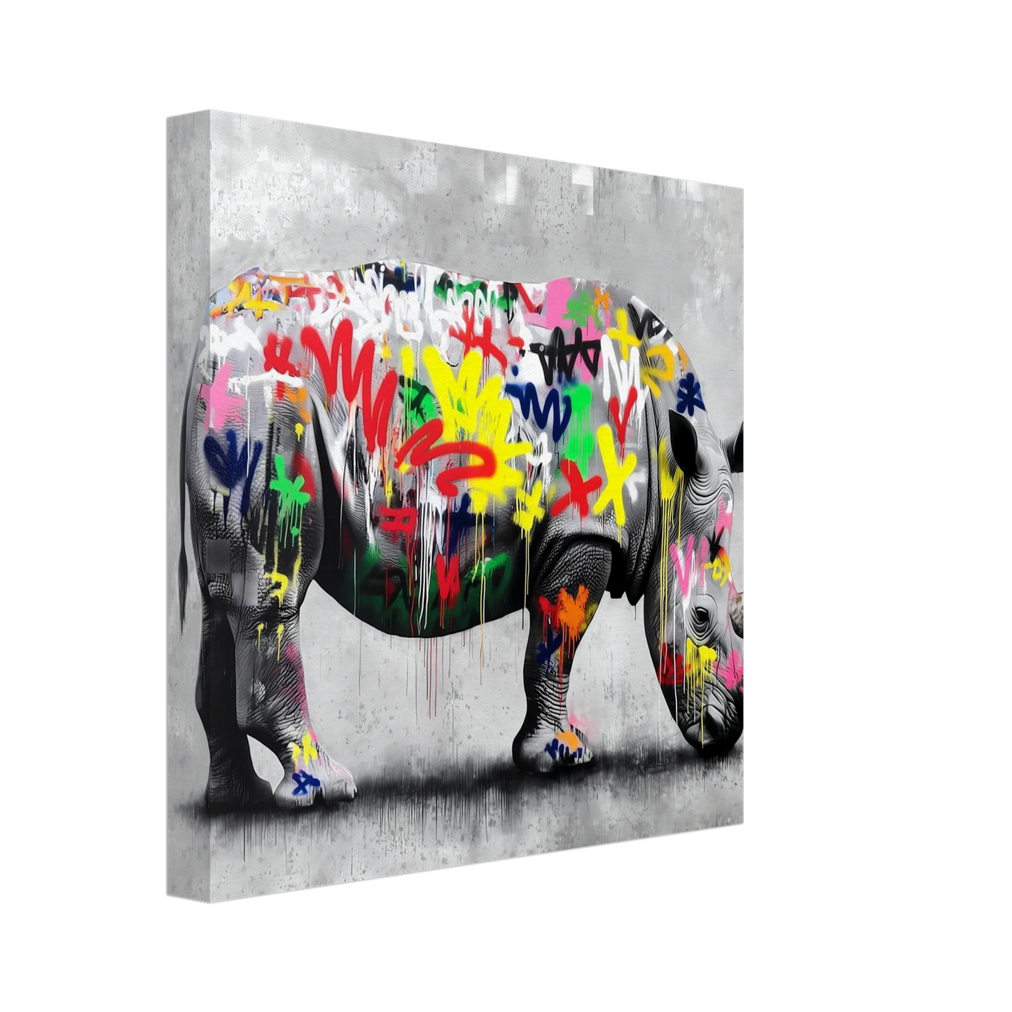 Rhinocéros Bombé — tableau sur toile — vue 2 — art mural STNCL