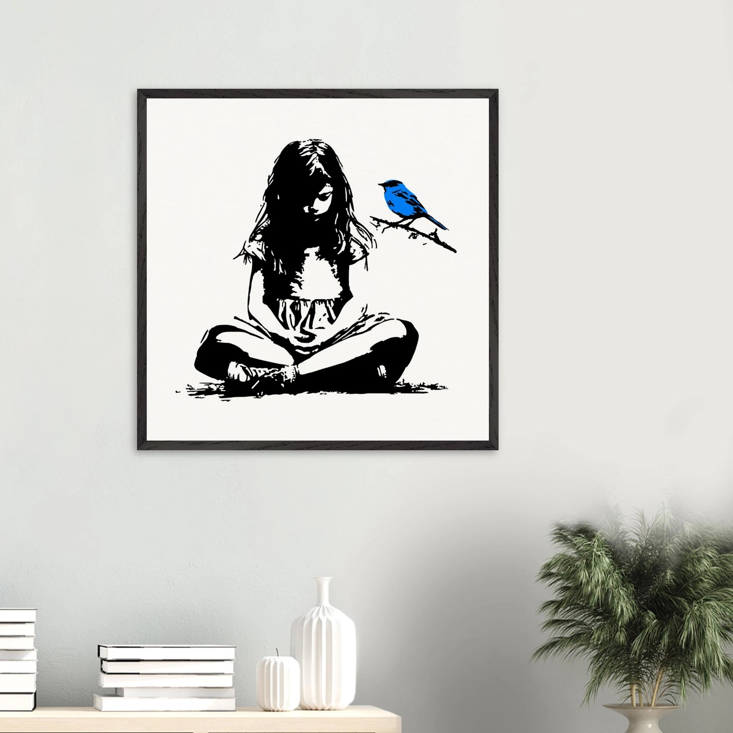 L'Oiseau Bleu — tableau encadré bois — vue 13 — art mural STNCL