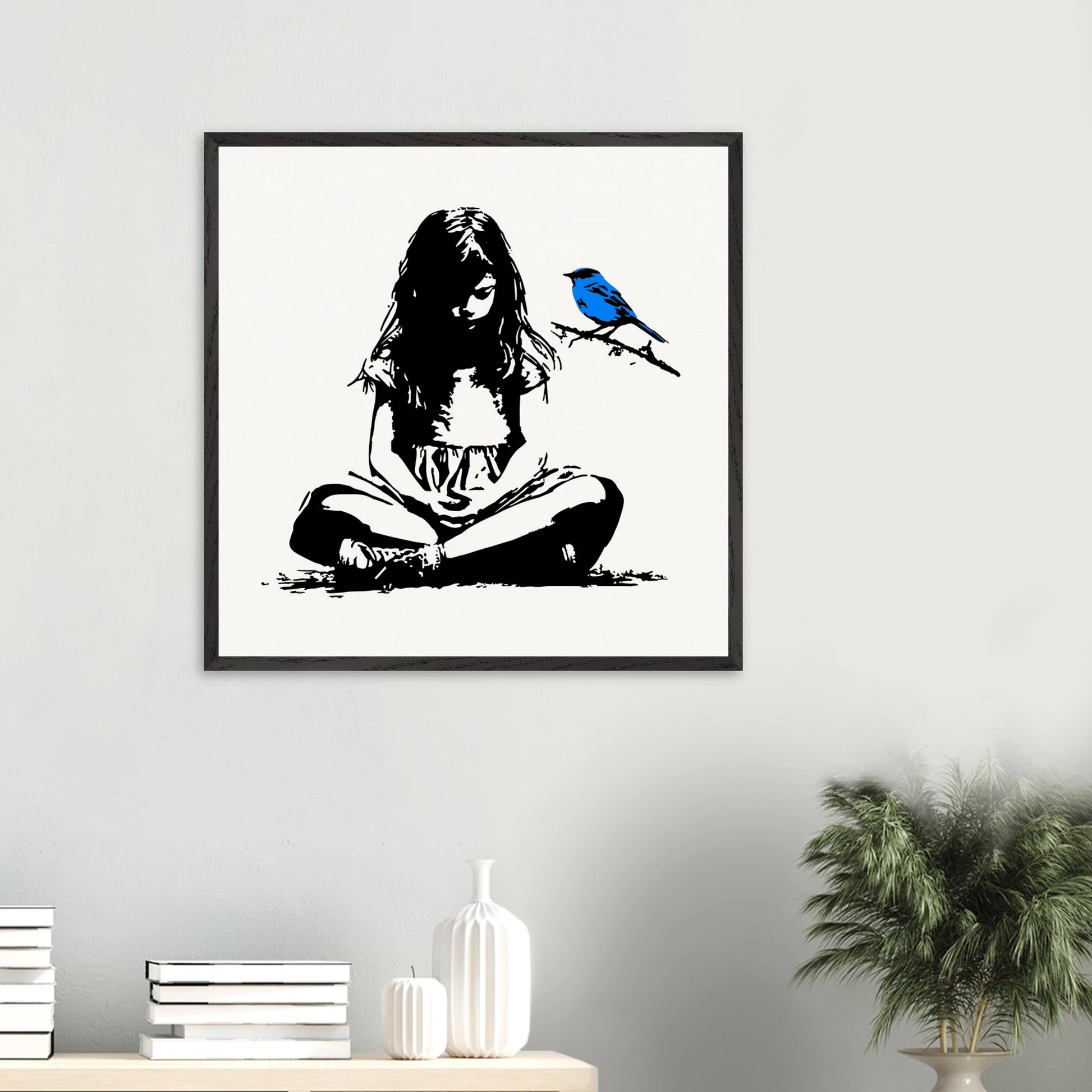 L'Oiseau Bleu — tableau encadré bois — vue 13 — art mural STNCL