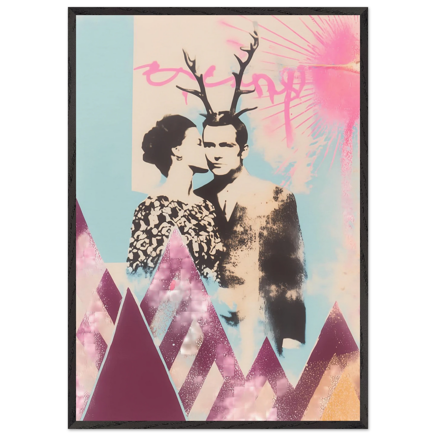 Le Couple aux Bois — tableau encadré bois — art mural STNCL