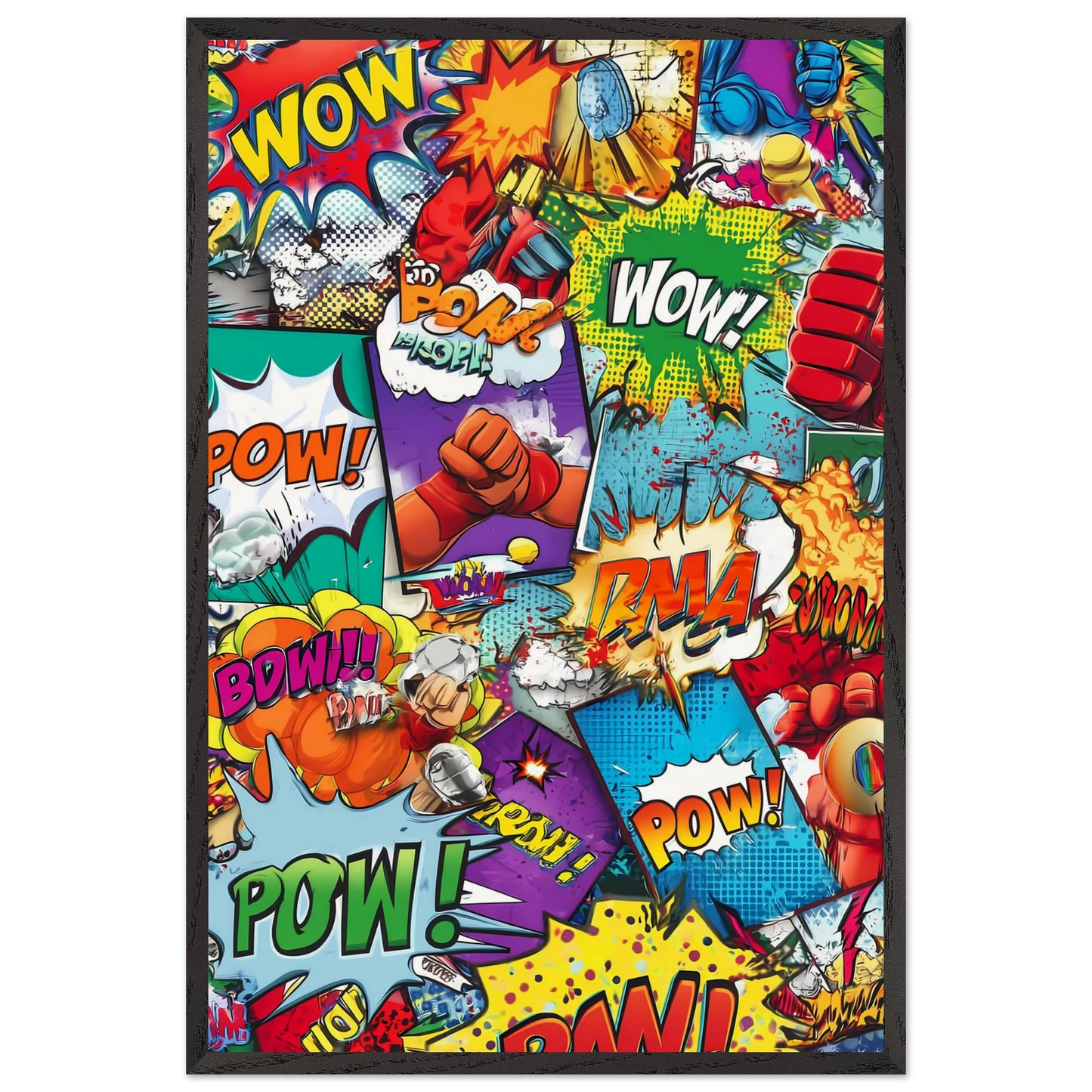 Explosion Pop Art — tableau encadre bois — vue 2 — art mural STNCL