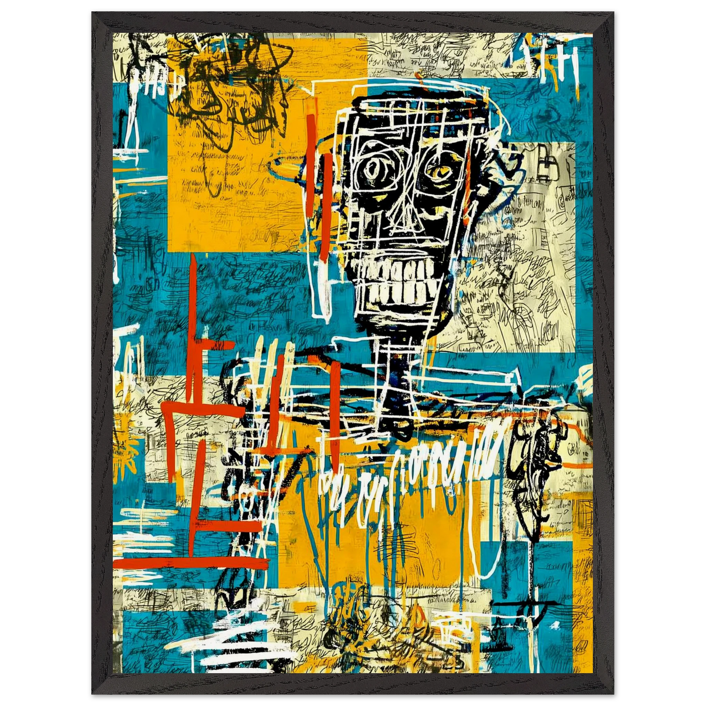Visage Griffé — tableau encadré bois — vue 15 — art mural STNCL
