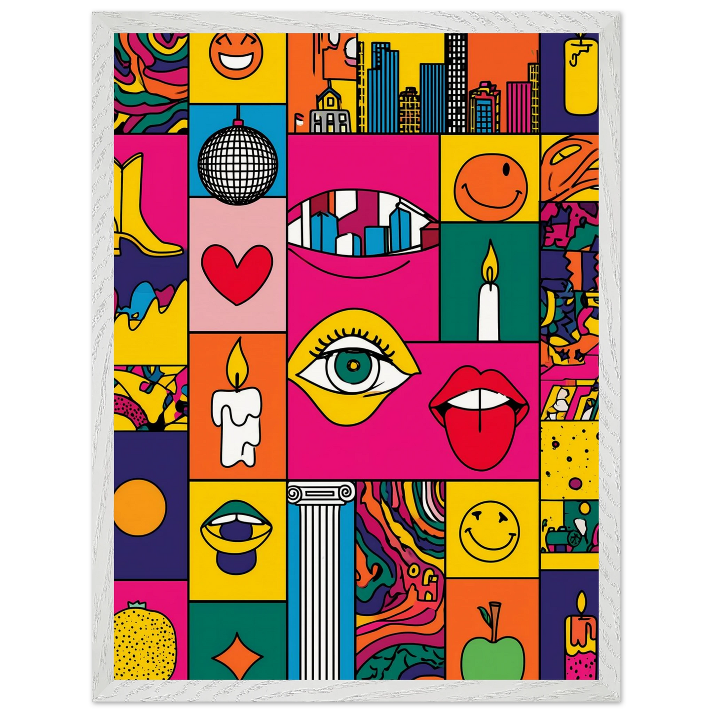 Icônes en Grille — tableau encadre bois — vue 8 — art mural STNCL