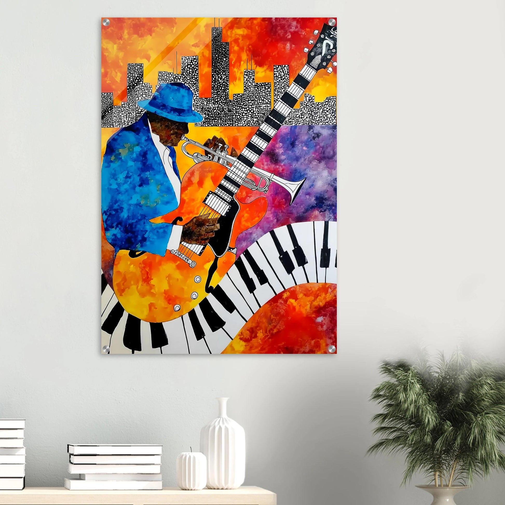 Blues en Ville — tableau plexiglas — vue 6 — art mural STNCL