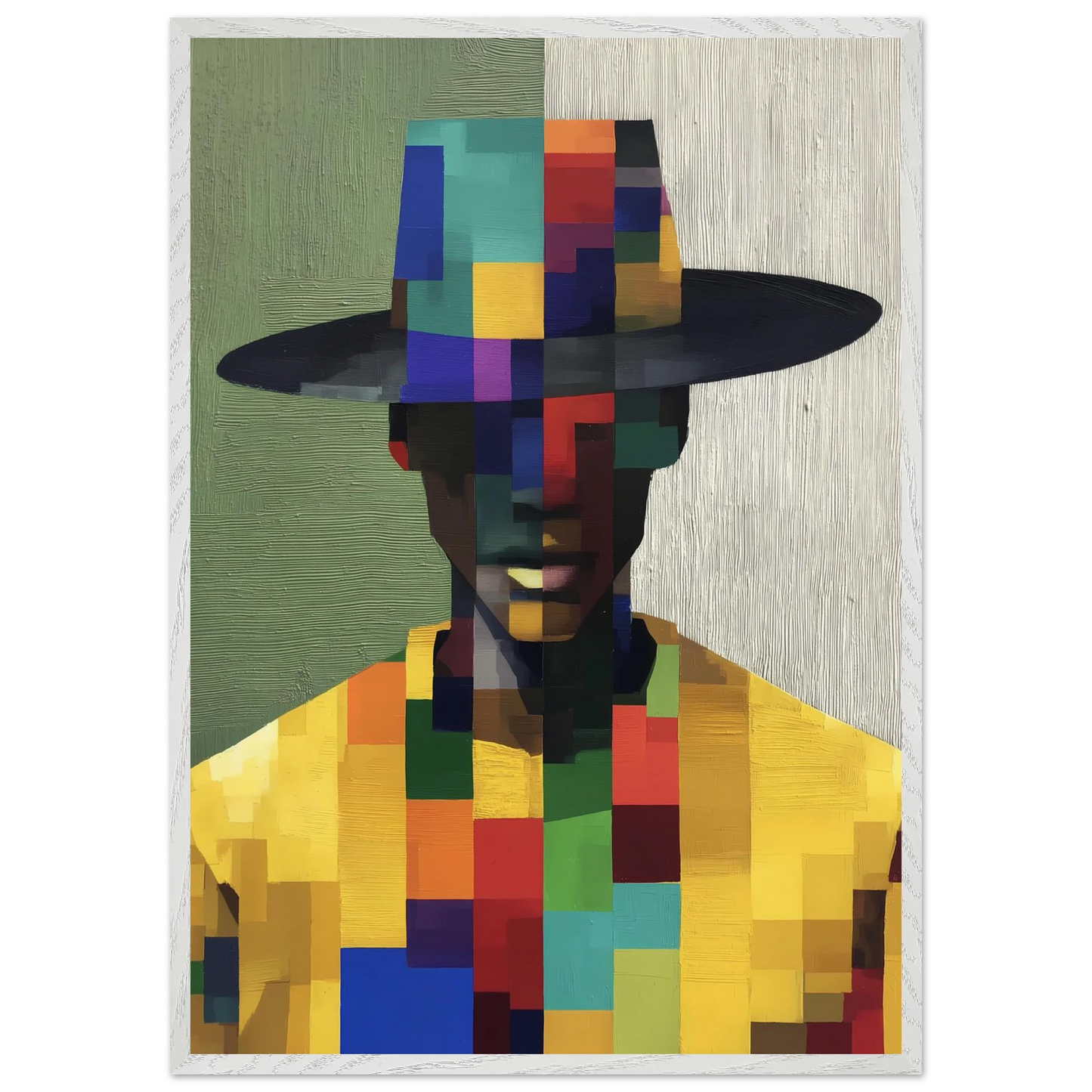 Portrait en Mosaïque — tableau encadre bois — vue 5 — art mural STNCL