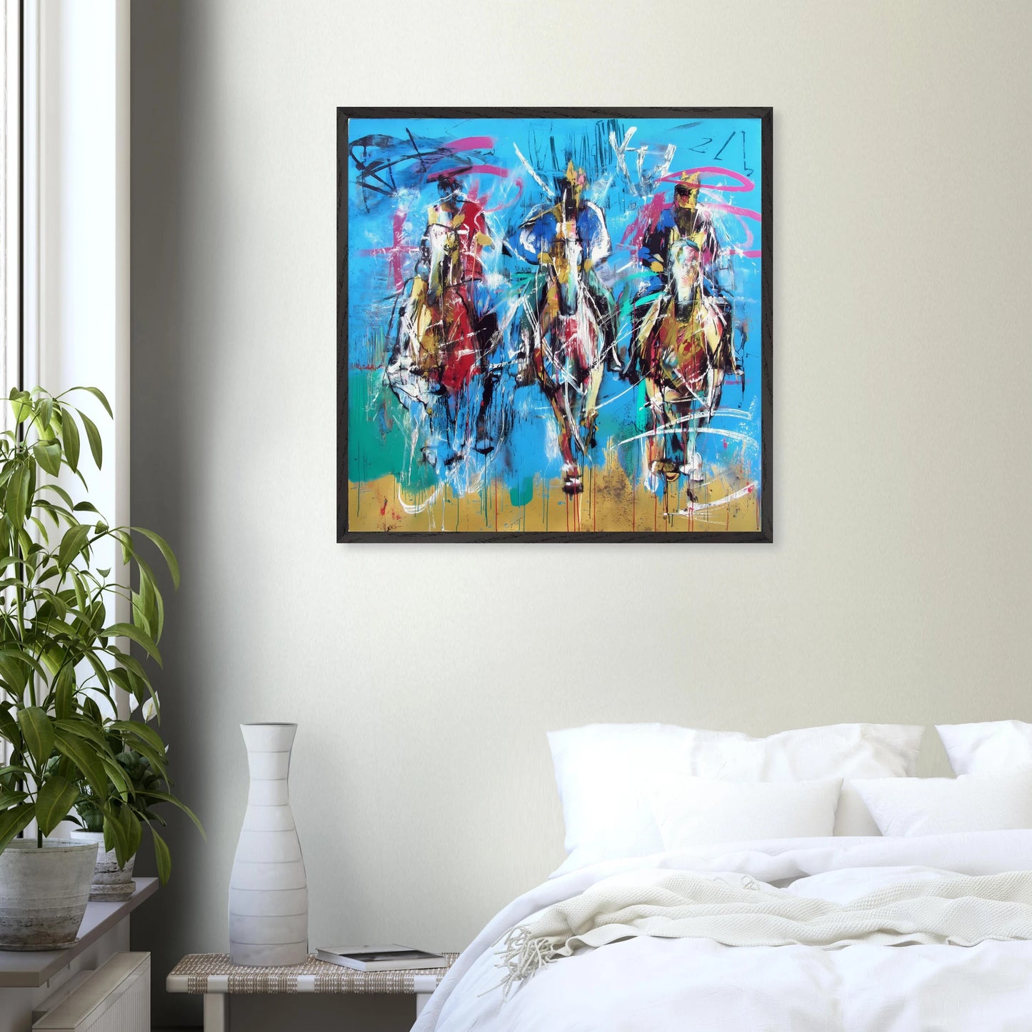 Trois Cavaliers — tableau encadré bois — vue 14 — art mural STNCL