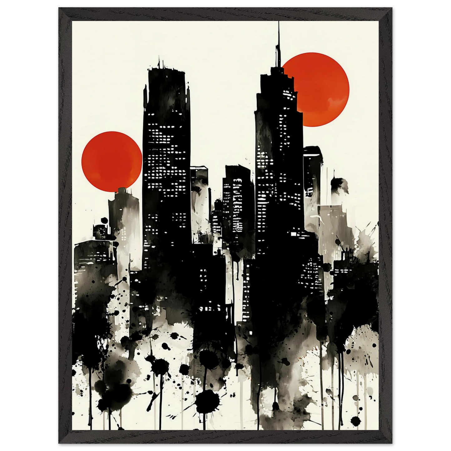 Ville d'Encre — tableau encadre bois — vue 15 — art mural STNCL