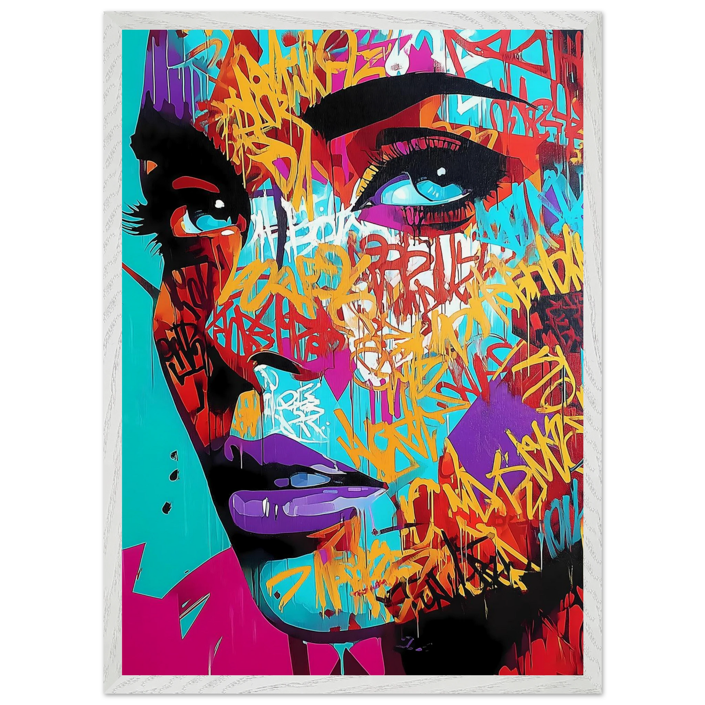 Lettres sur le Visage — tableau encadré bois — vue 11 — art mural STNCL