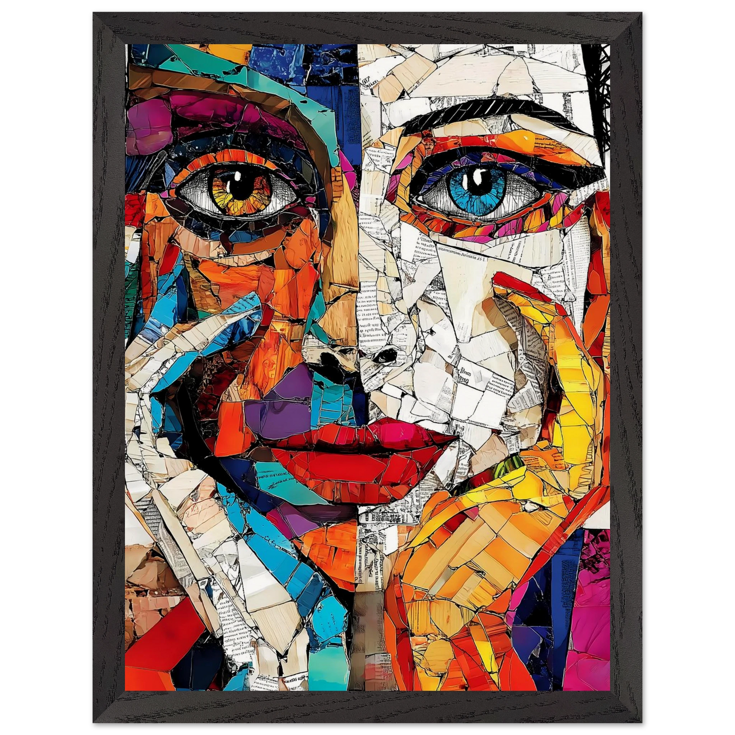 Visages Déchirés — tableau encadre bois — vue 4 — art mural STNCL
