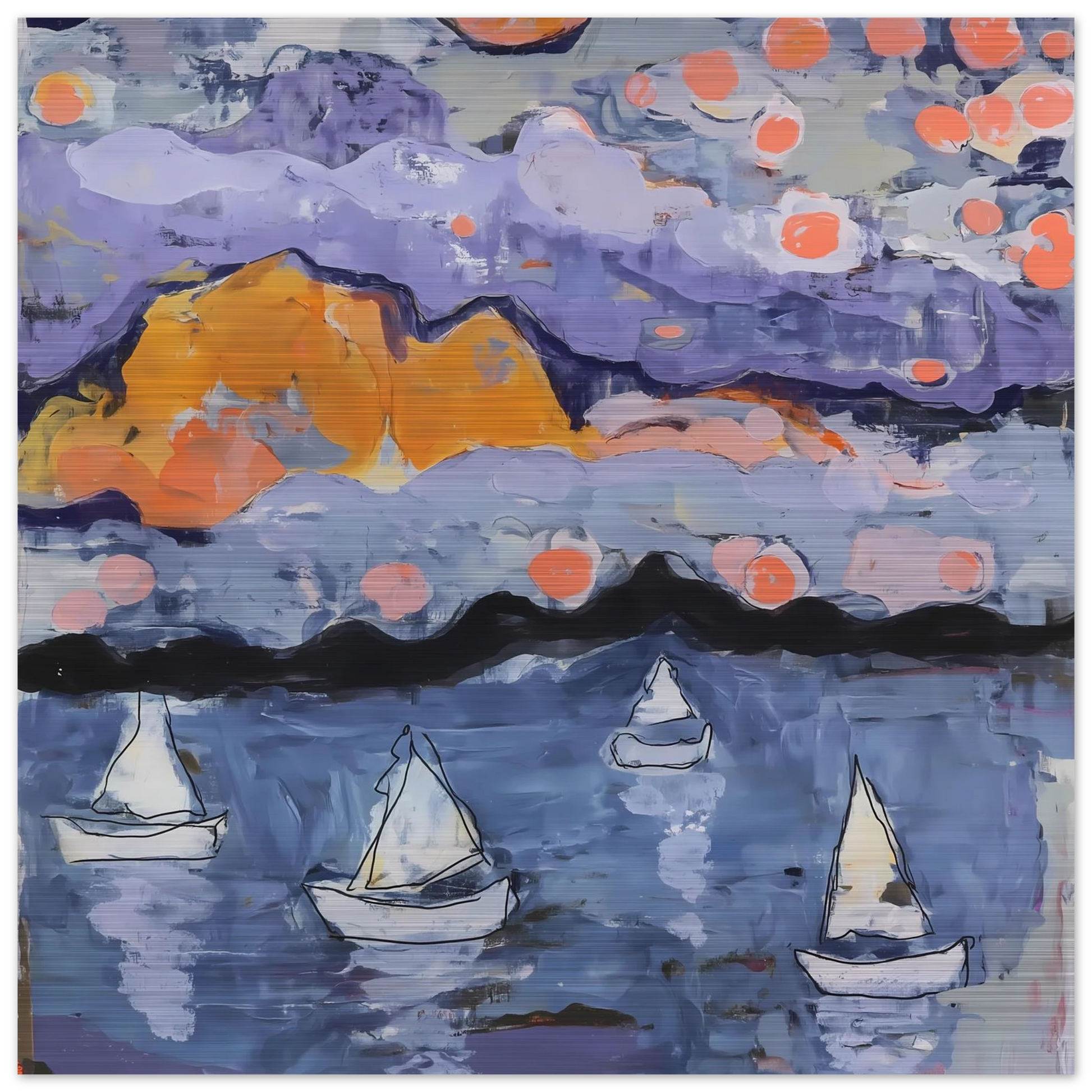 Voiles dans la Baie — tableau aluminium — vue 4 — art mural STNCL