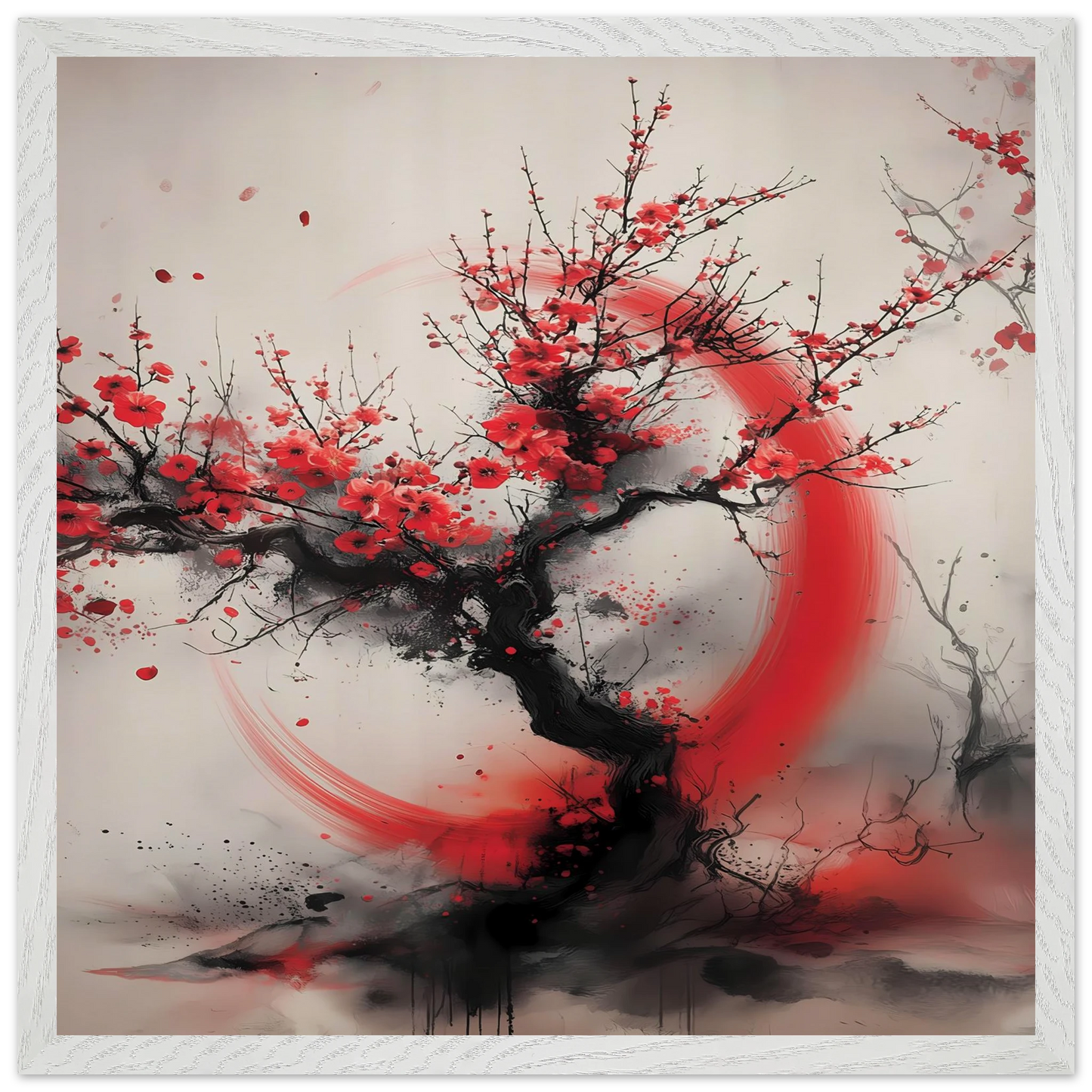 Enso et Prunier — tableau encadre bois — vue 12 — art mural STNCL