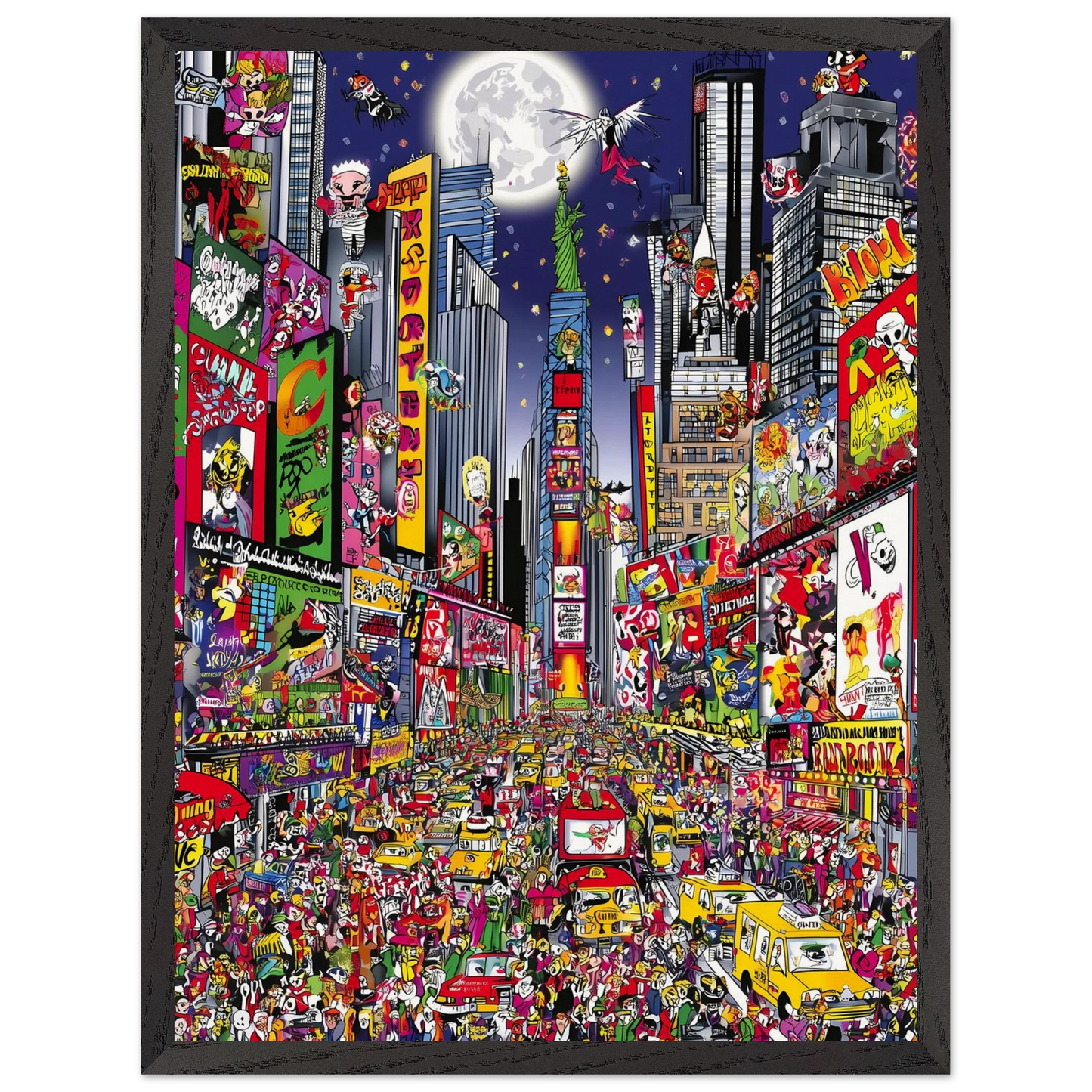 Times Square en Fête — tableau encadre bois — vue 15 — art mural STNCL
