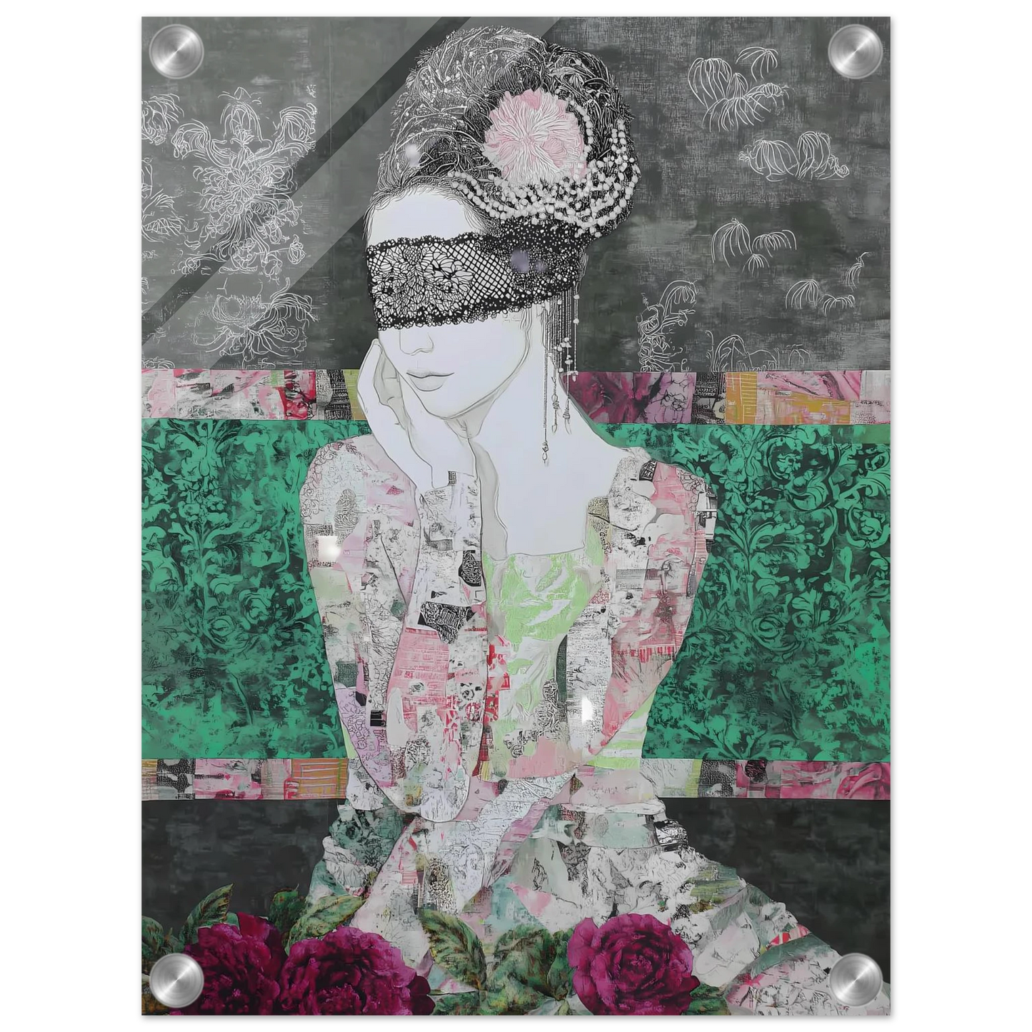 Dame de Dentelle — tableau plexiglas — vue 3 — art mural STNCL
