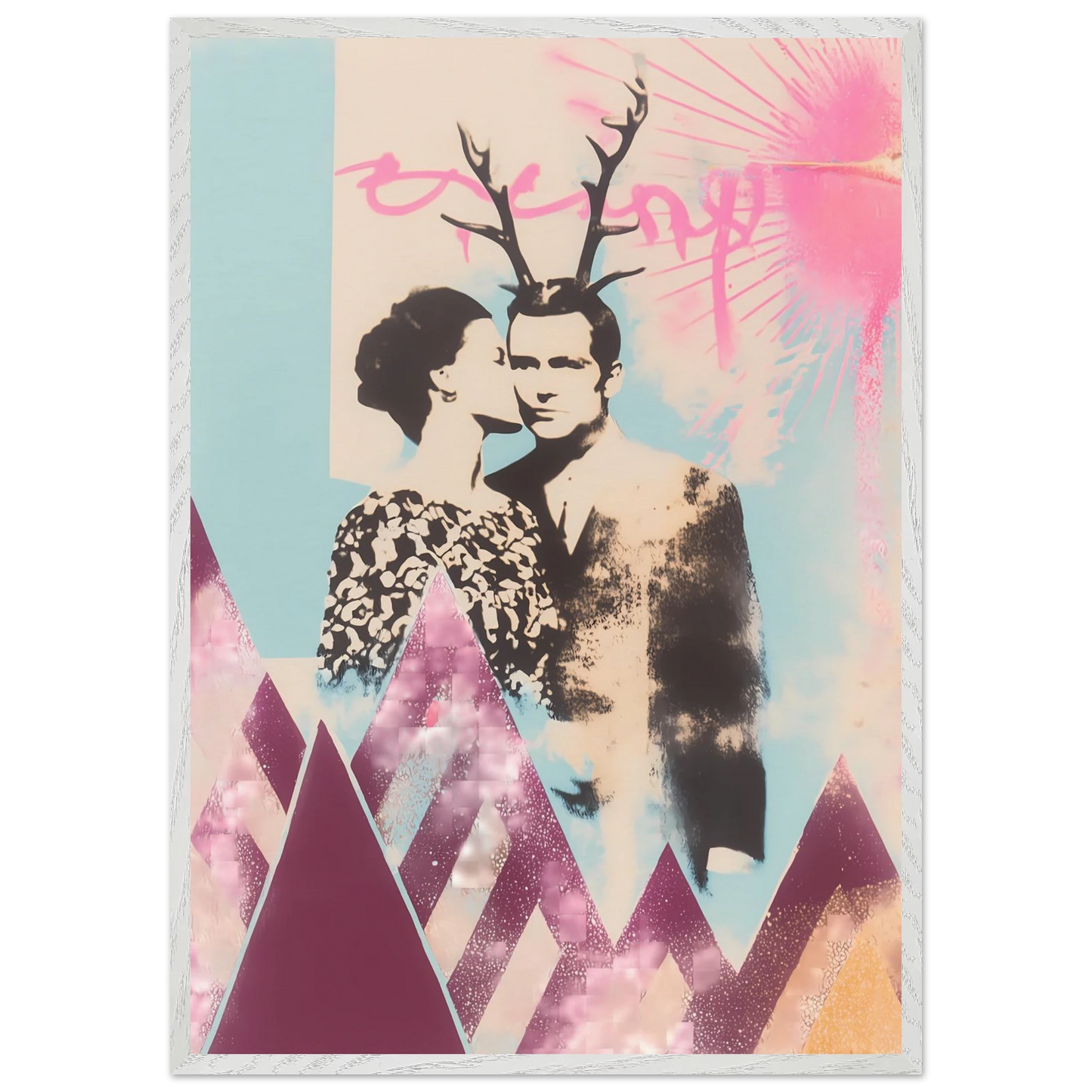 Le Couple aux Bois — tableau encadré bois — vue 5 — art mural STNCL