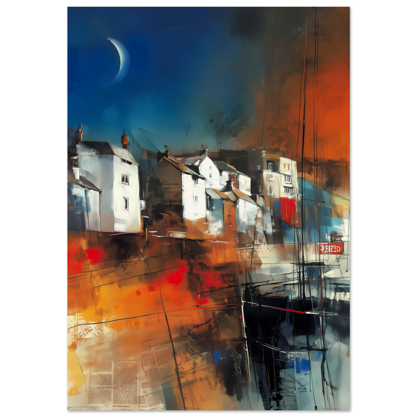 Port sous le Croissant de Lune — affiche d'art — art mural STNCL