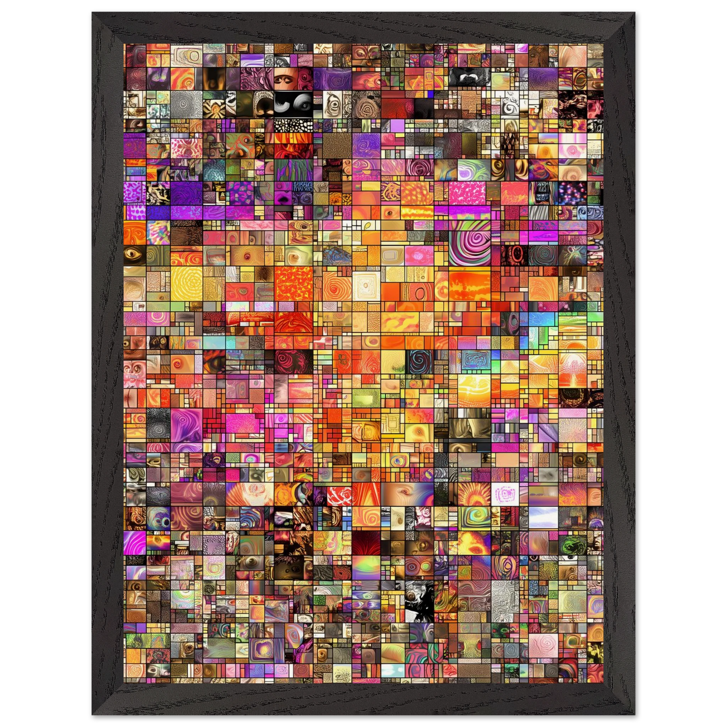 Mosaïque des Mille Mondes — tableau encadré bois — vue 4 — art mural STNCL