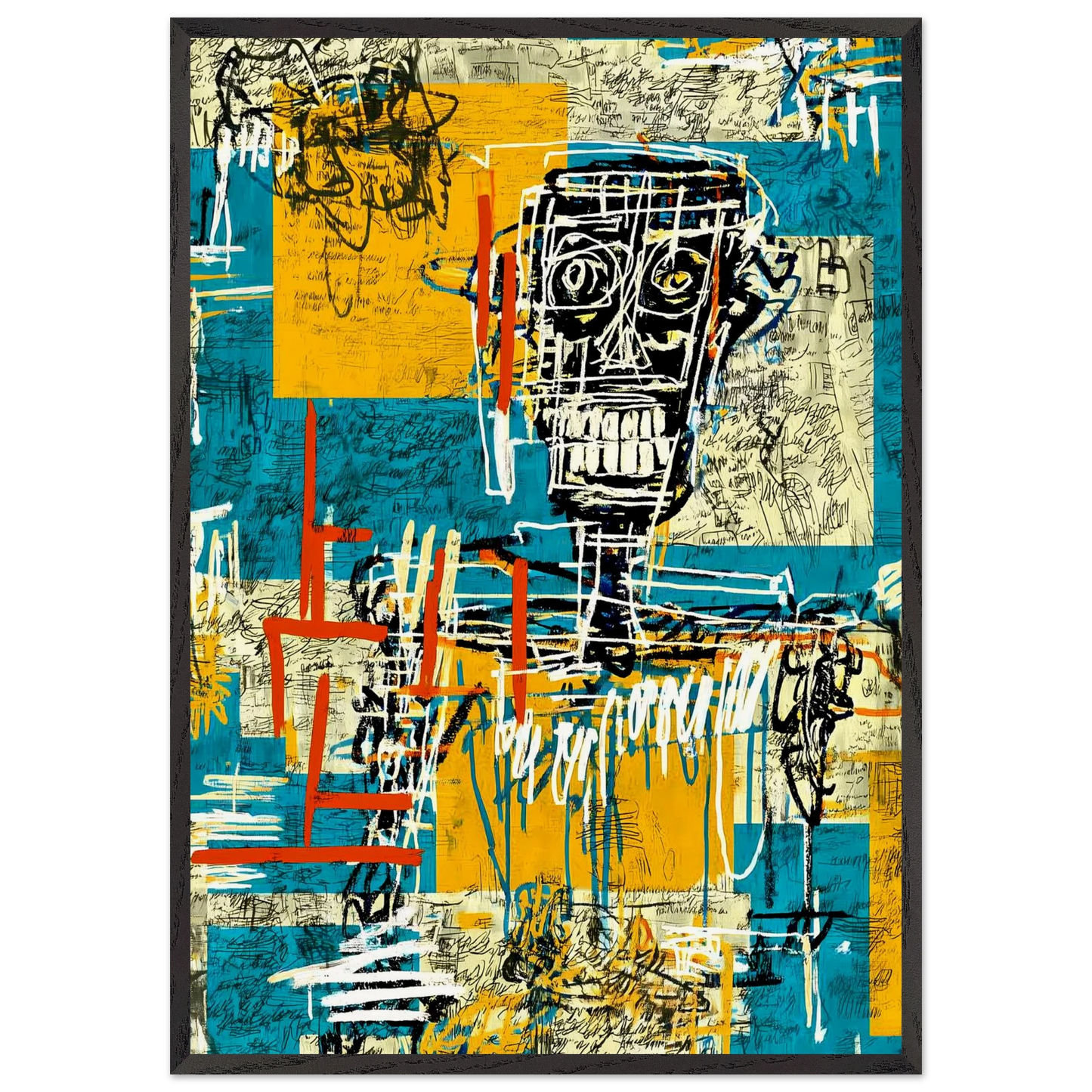 Visage Griffé — tableau encadré bois — art mural STNCL