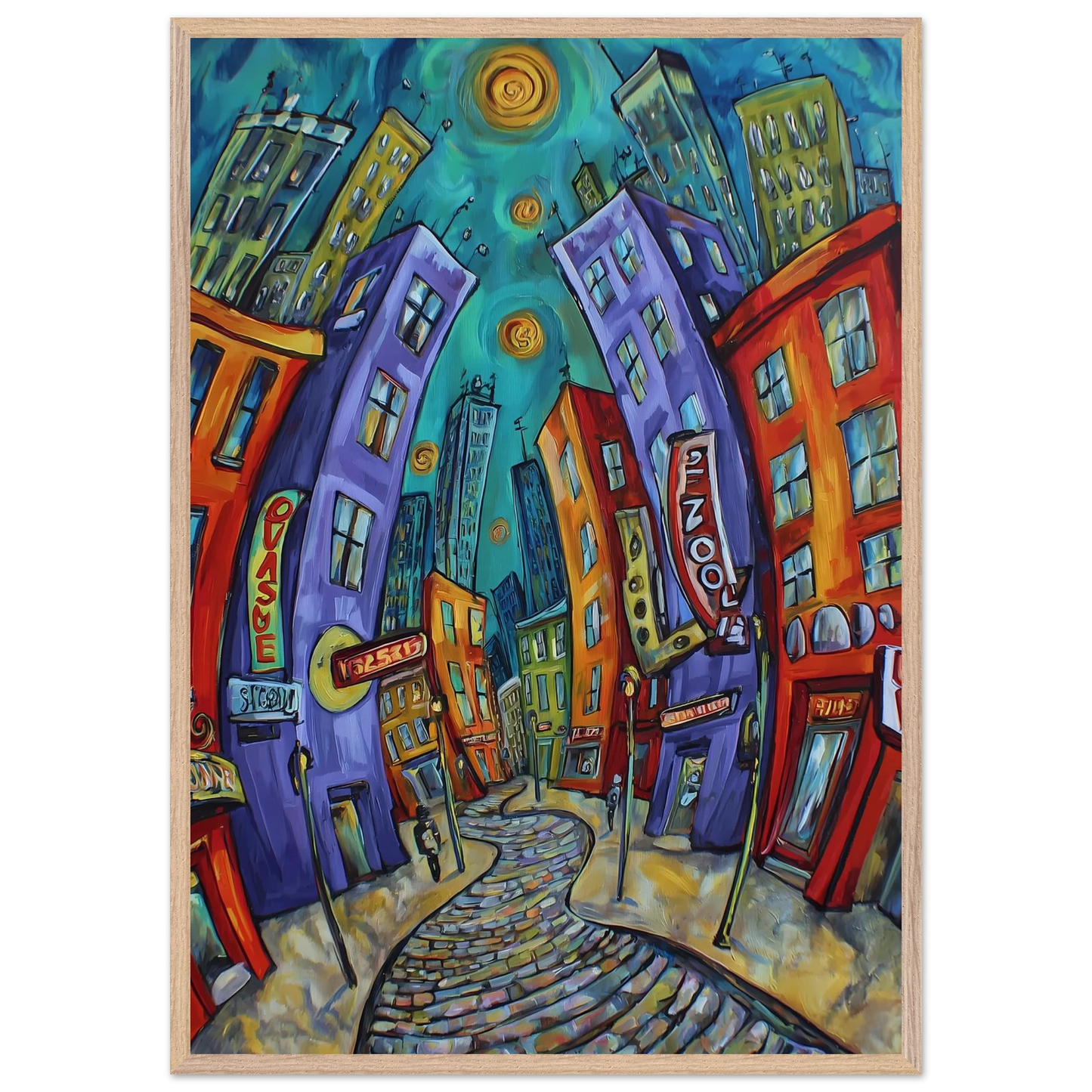 Ville Tourbillon — tableau encadre bois — vue 6 — art mural STNCL