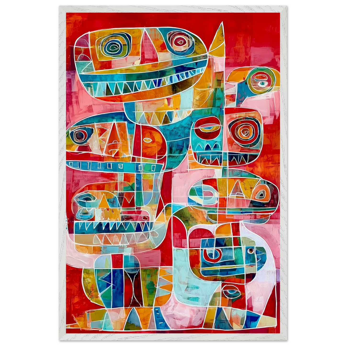 Totems Imbriqués — tableau encadré bois — vue 7 — art mural STNCL