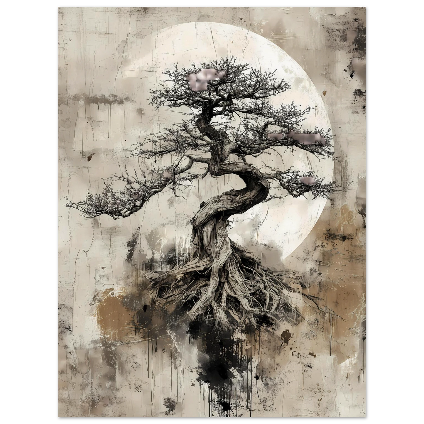 Bonsaï sous la Lune — affiche d'art — vue 3 — art mural STNCL