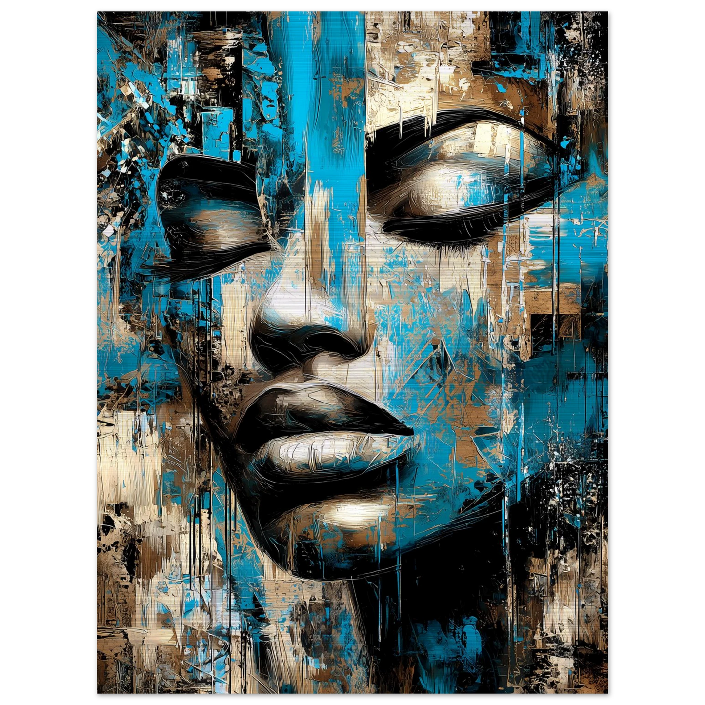 Bleu et Or — tableau aluminium — vue 2 — art mural STNCL
