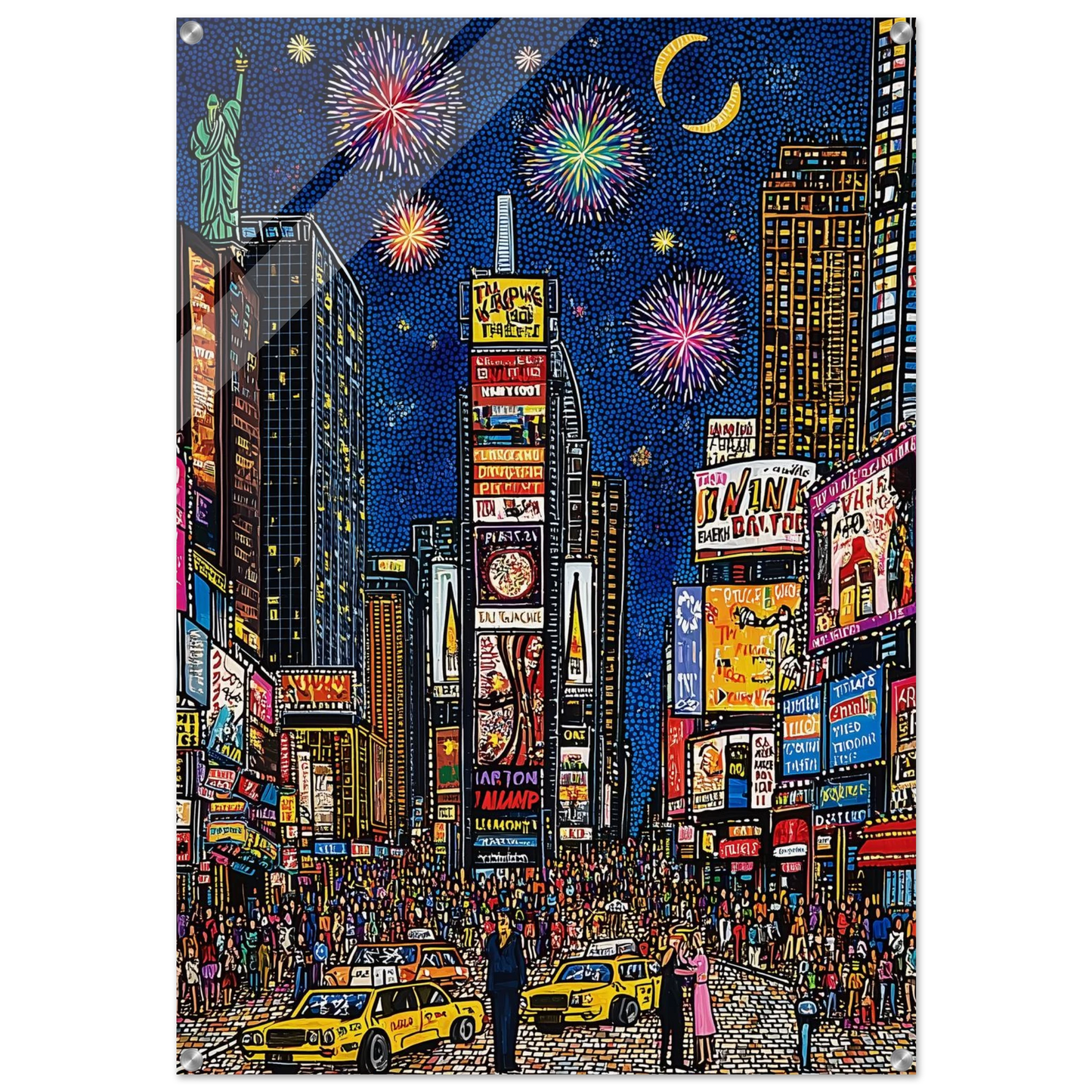 Times Square Feux d'Artifice — tableau plexiglas — art mural STNCL