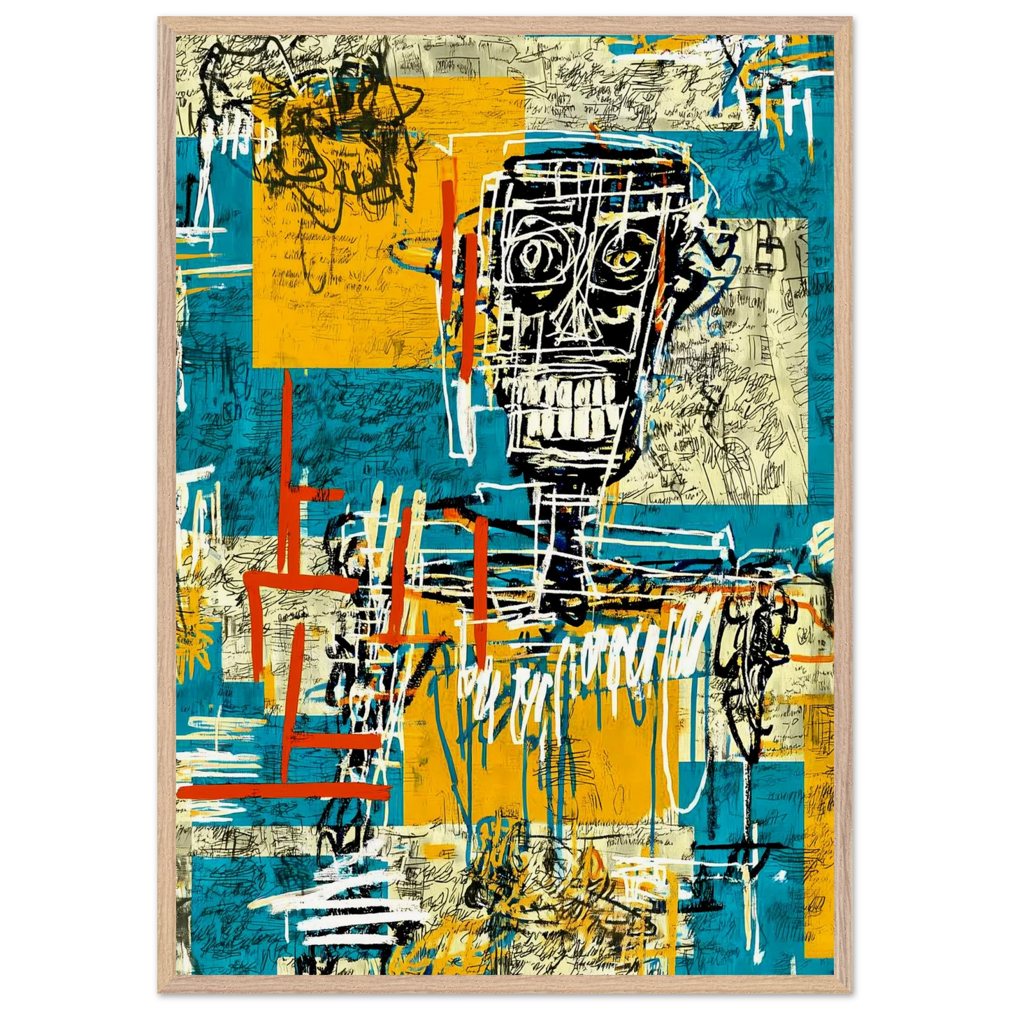 Visage Griffé — tableau encadré bois — vue 6 — art mural STNCL
