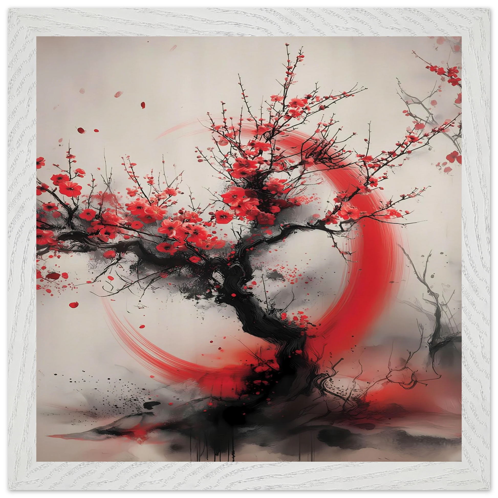 Enso et Prunier — tableau encadre bois — vue 11 — art mural STNCL