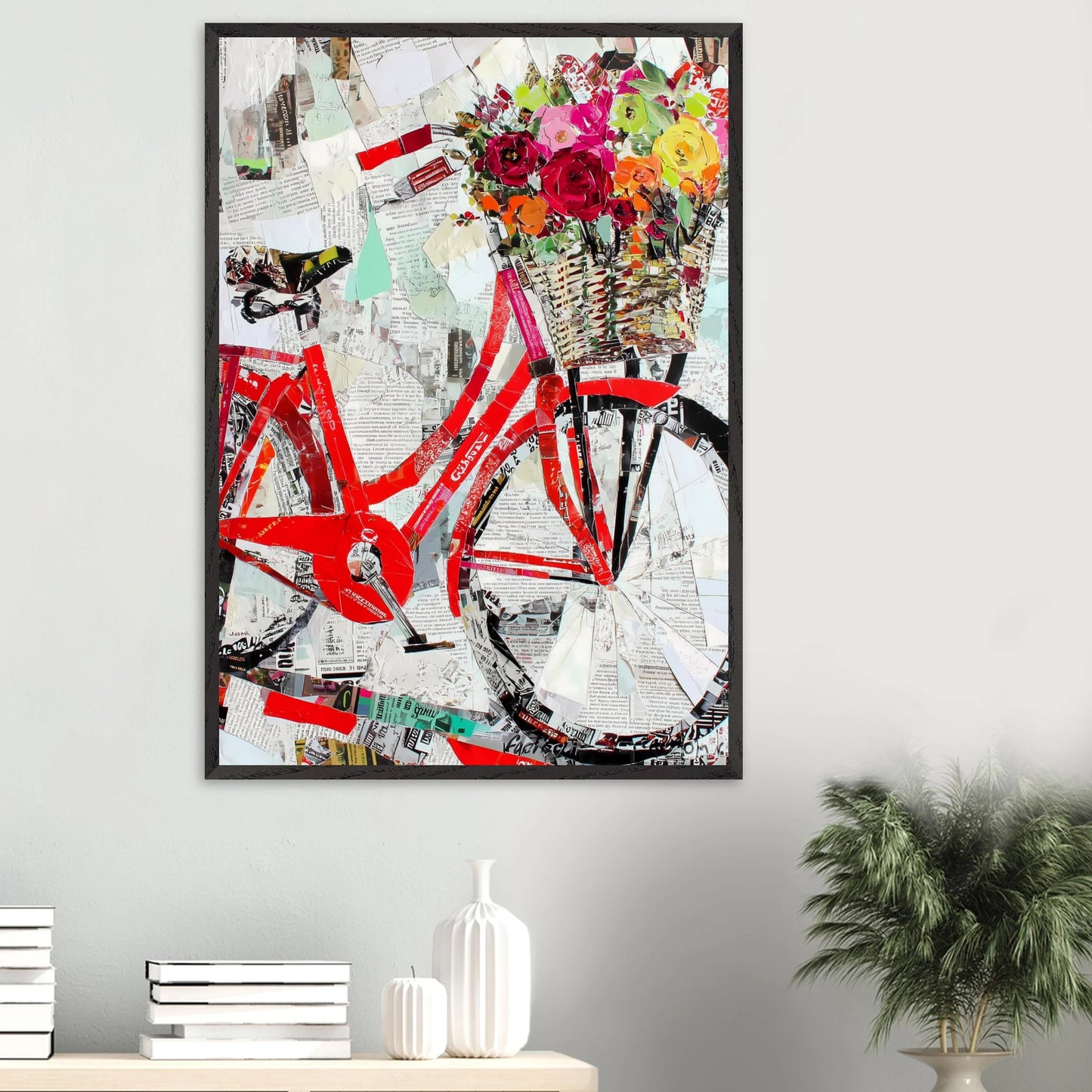 Le Vélo Fleuri — tableau encadré bois — vue 16 — art mural STNCL