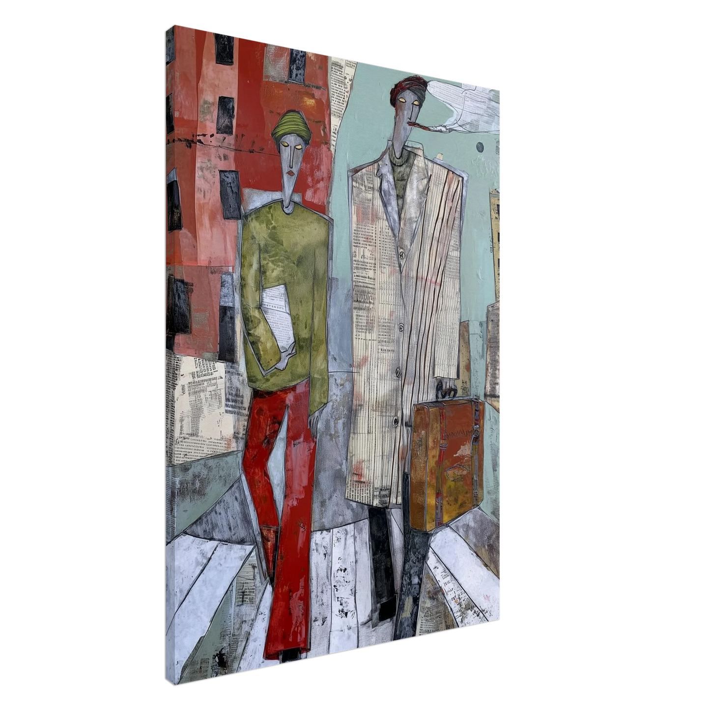 Traversée sous les Journaux Froissés — tableau sur toile — art mural STNCL