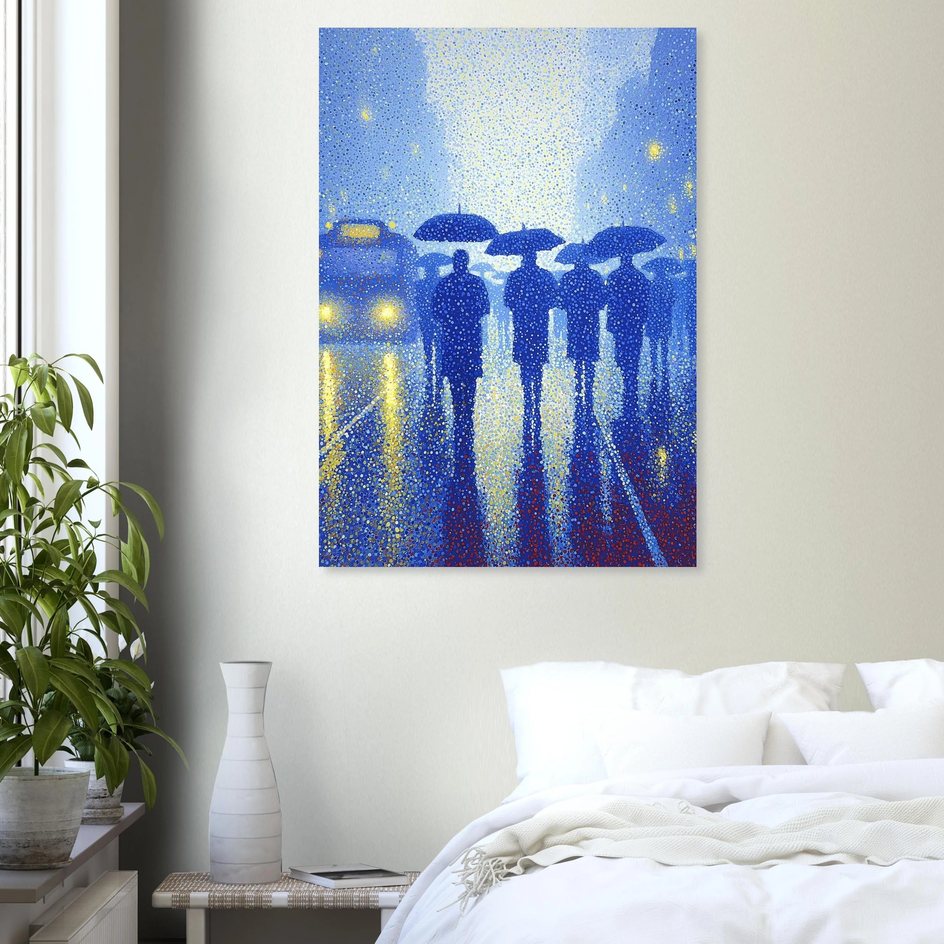 Pluie de Néon Bleu — tableau aluminium — vue 7 — art mural STNCL