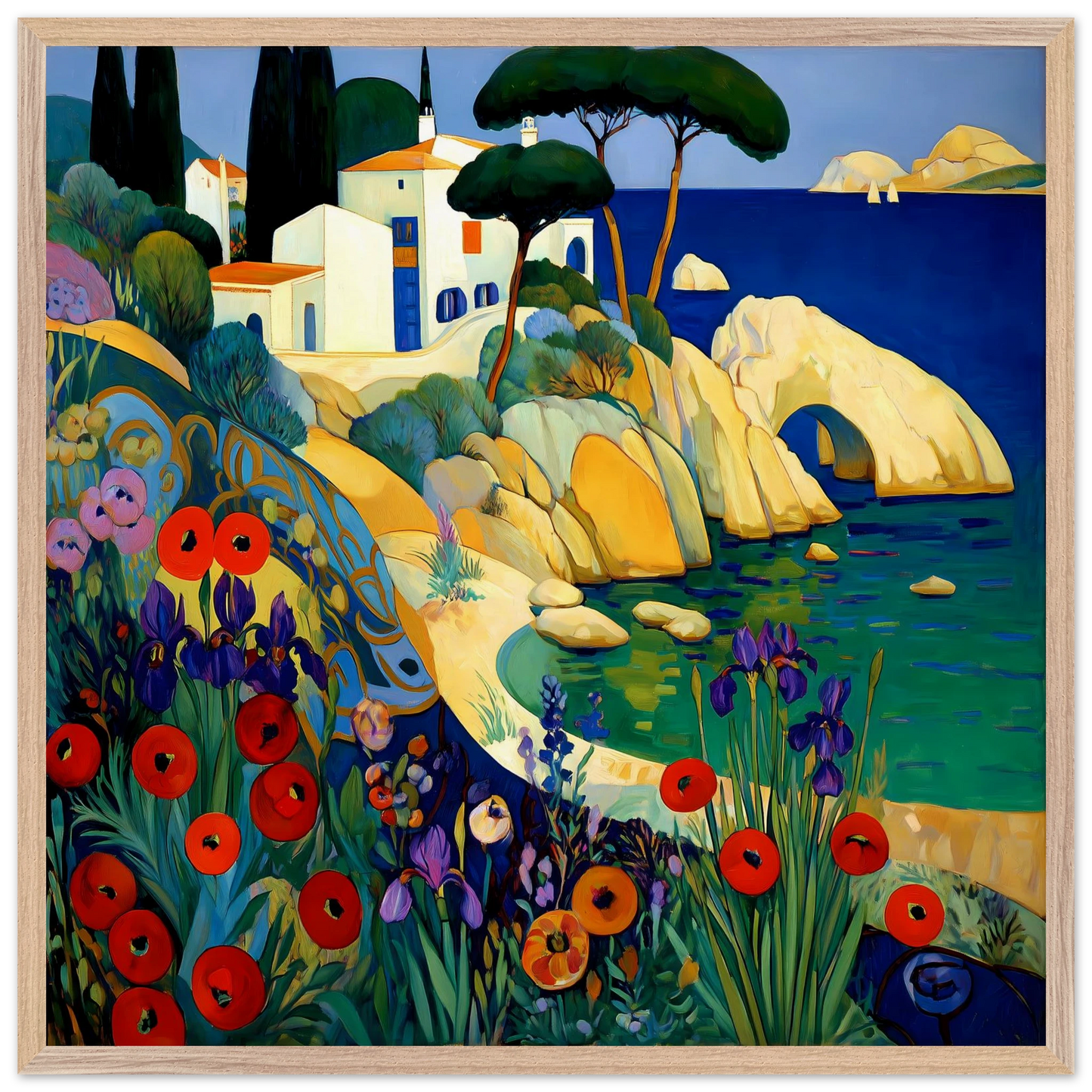 La Crique aux Coquelicots — tableau encadré bois — vue 10 — art mural STNCL