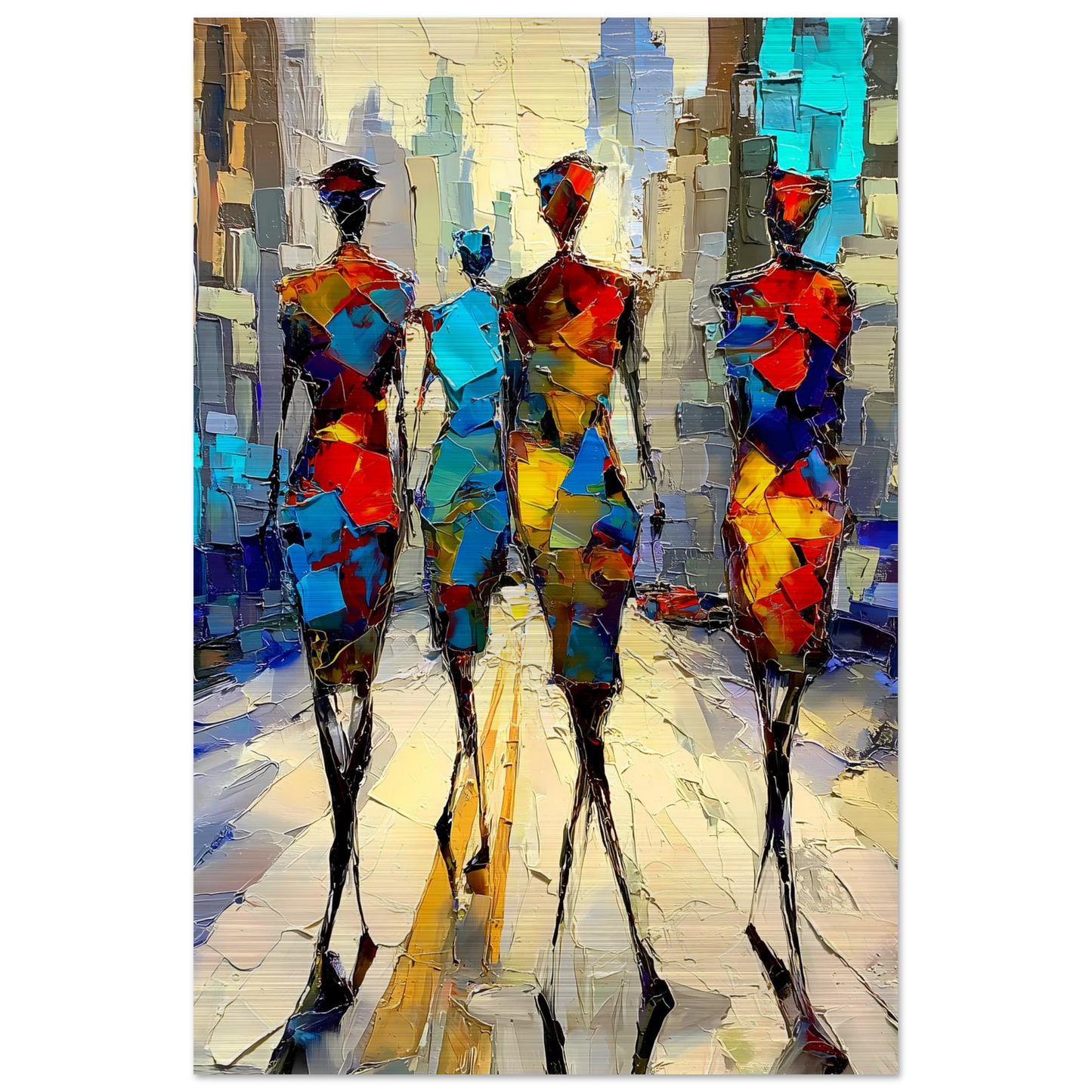 Silhouettes en Mosaïque — tableau aluminium — vue 3 — art mural STNCL
