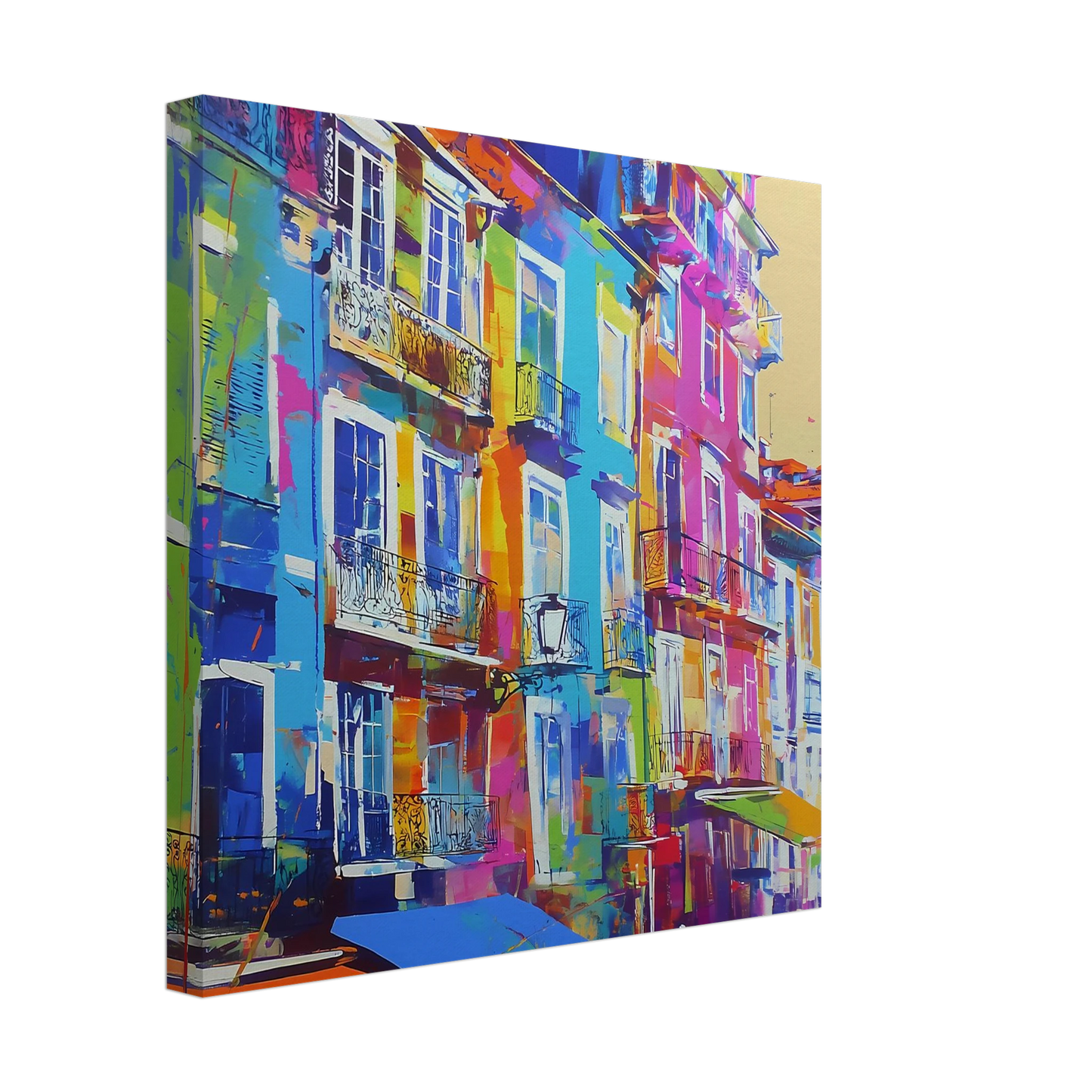 Balcons Colorés — tableau sur toile — vue 3 — art mural STNCL