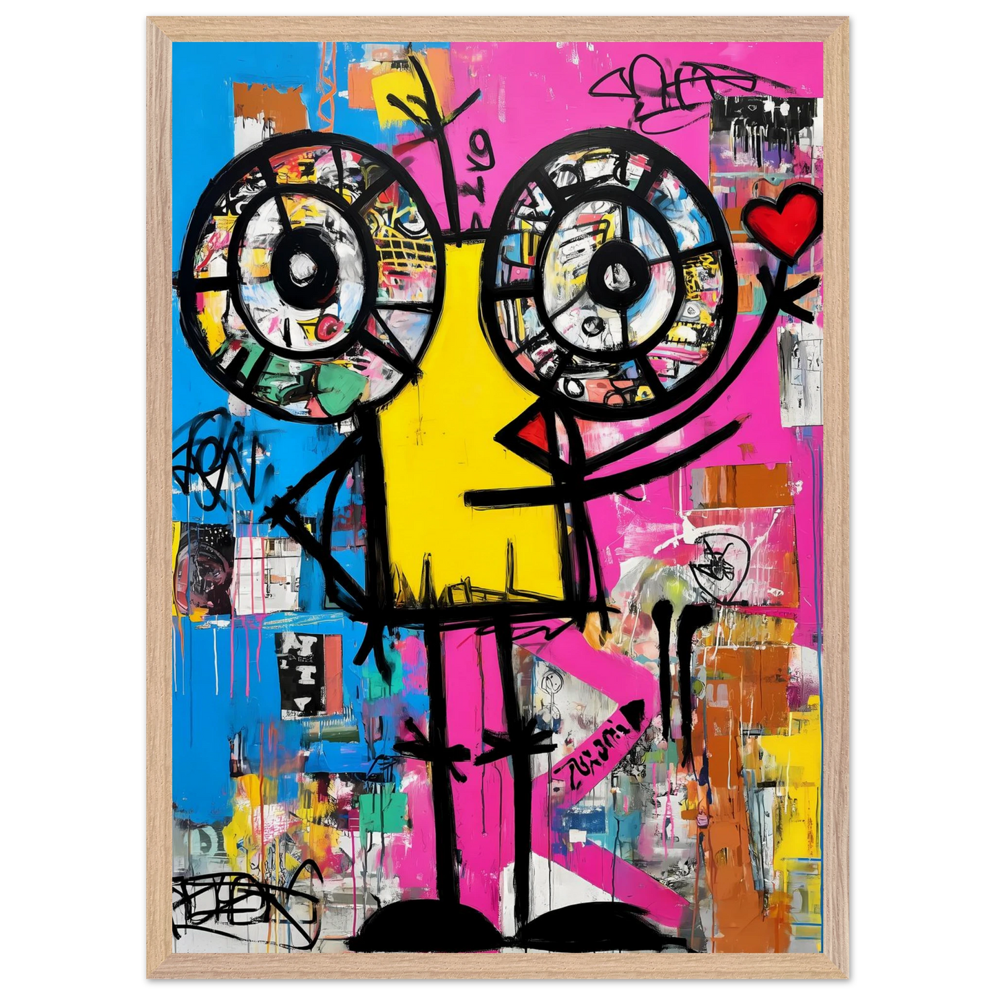 Petit Monstre au Cœur — tableau encadré bois — vue 13 — art mural STNCL